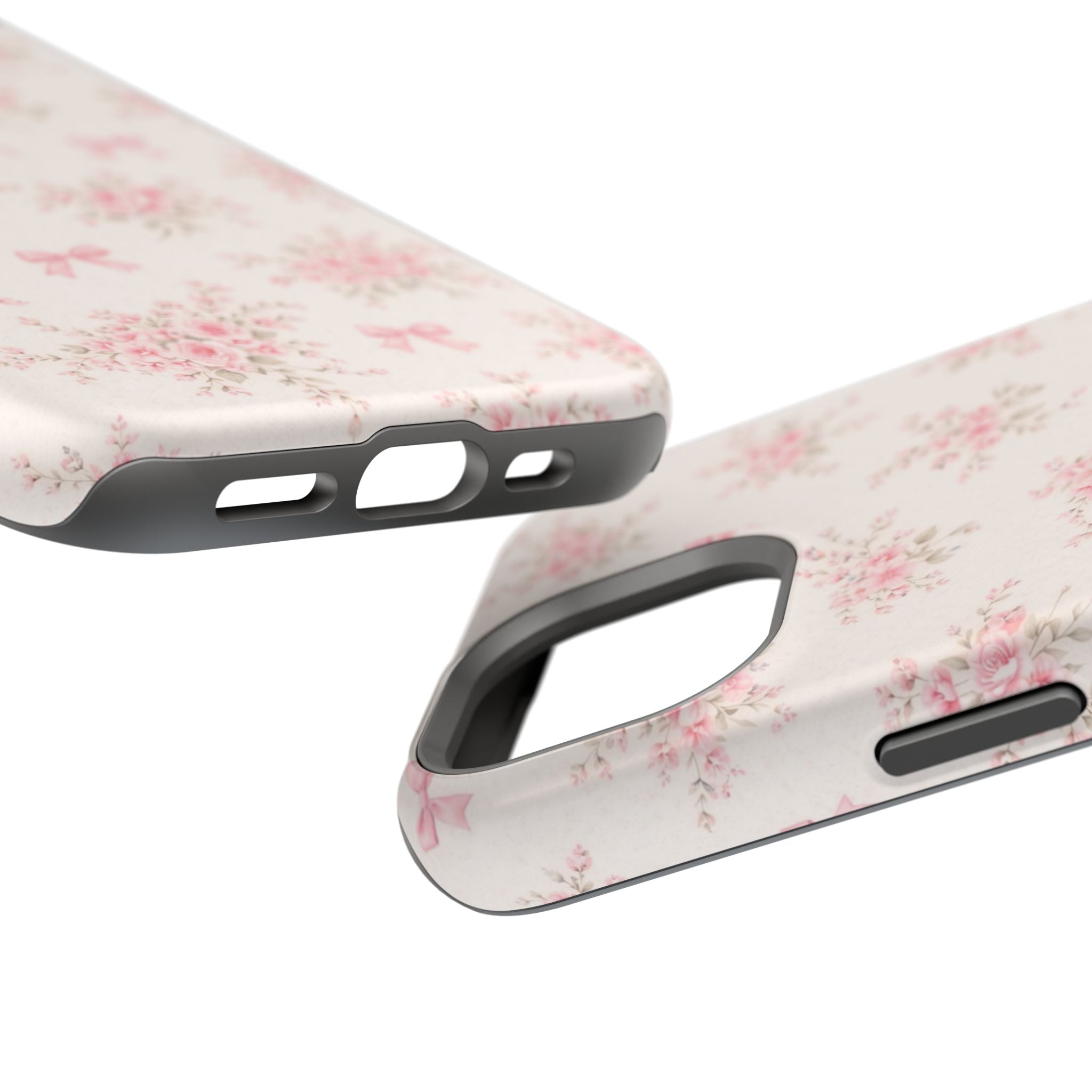 Pink Floral Bow Pattern Cases | Magnetic Impact-Resistant iPhone Case