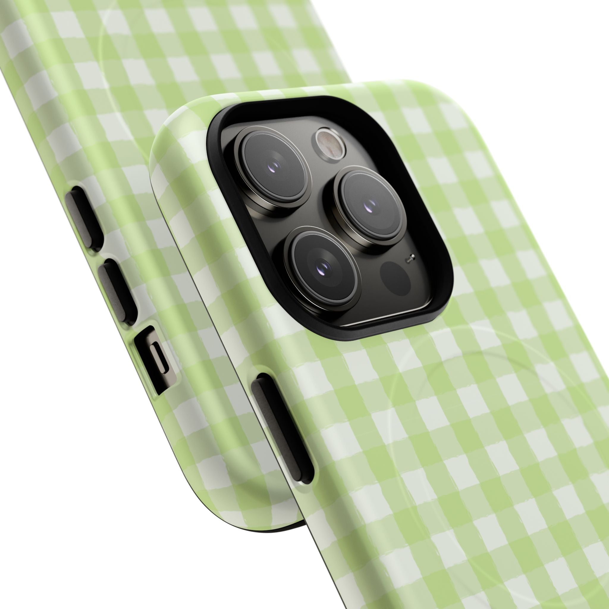 Green Gingham iPhone Case – MagSafe Compatible