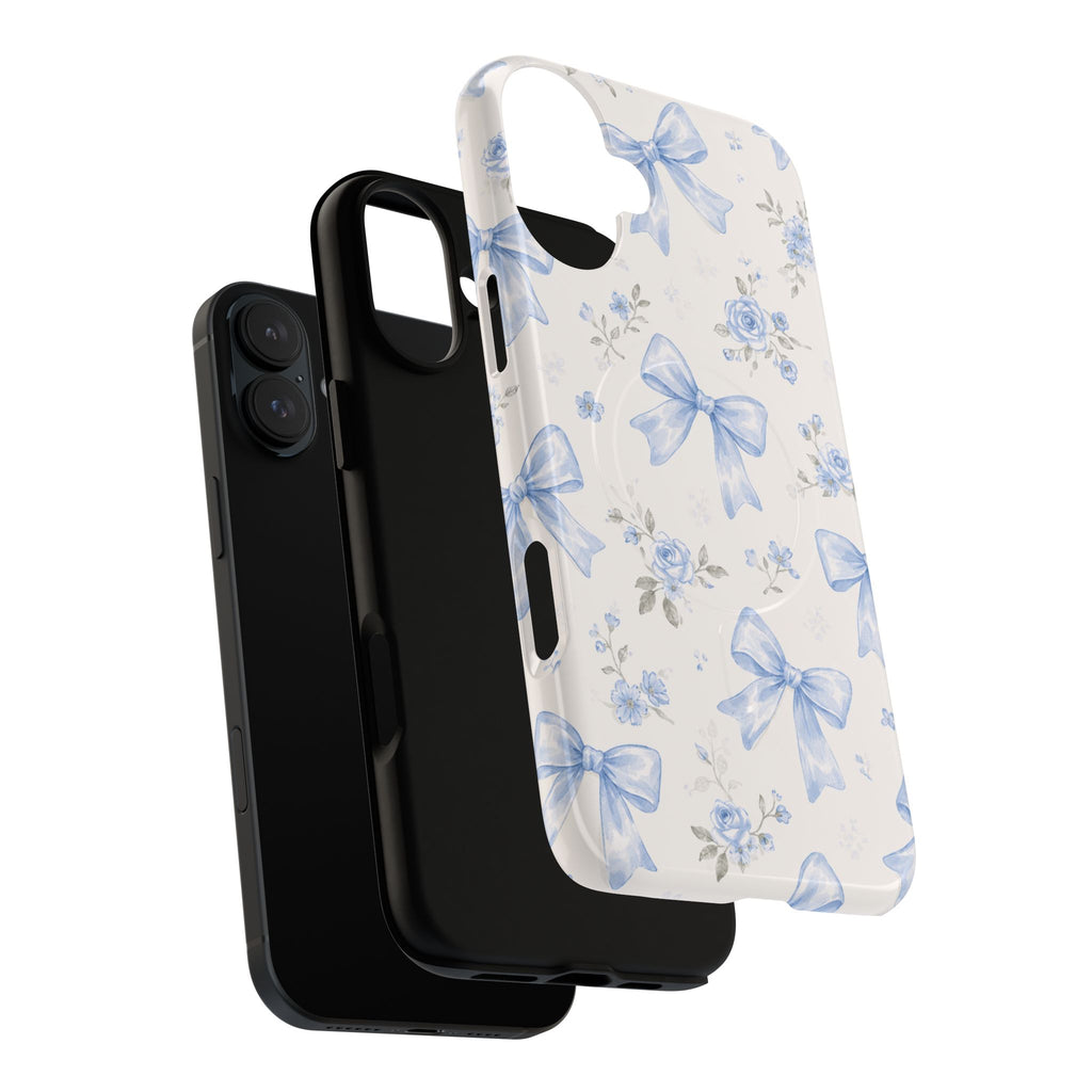 Floral Blue Bow iPhone Case – MagSafe Compatible