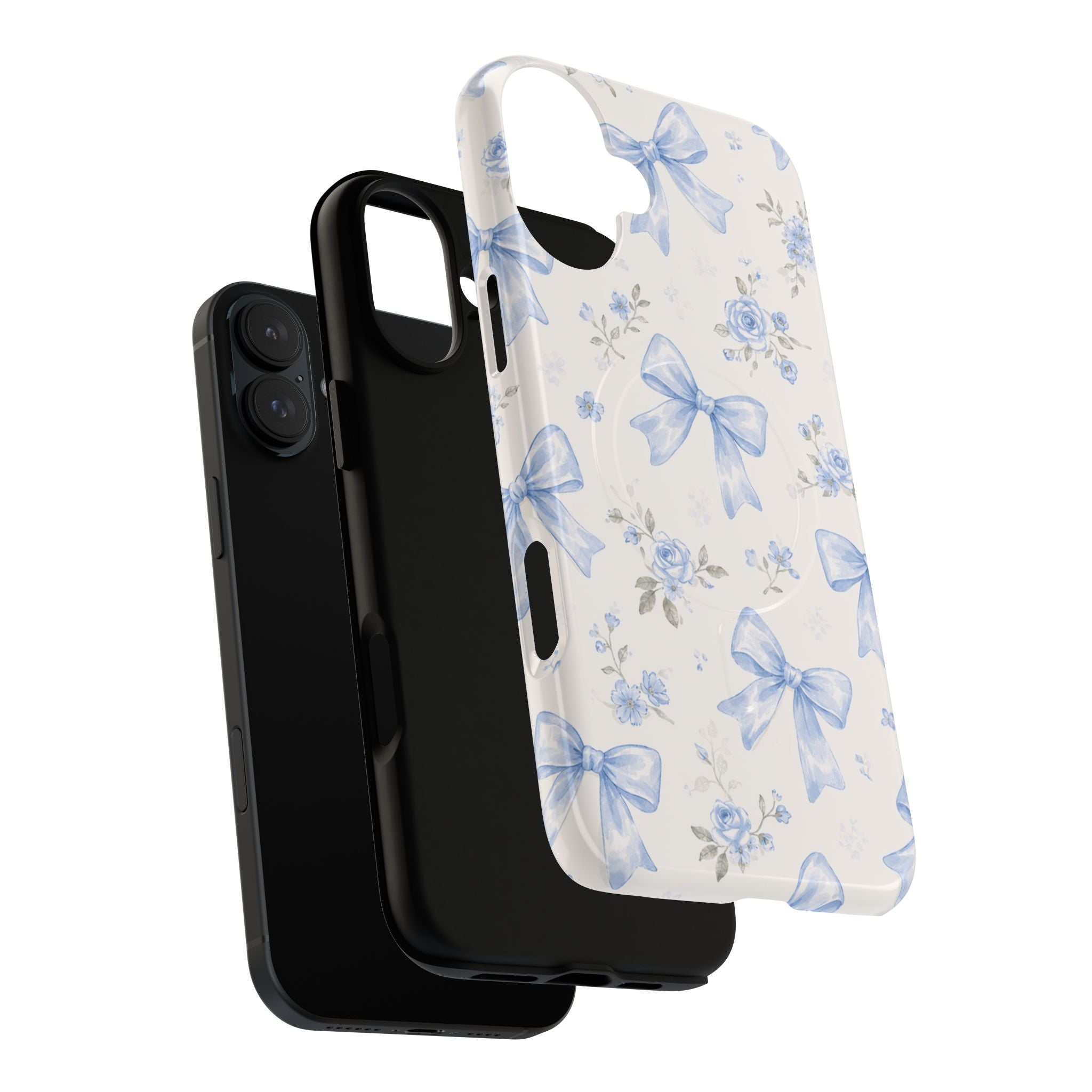 Floral Blue Bow iPhone Case – MagSafe Compatible