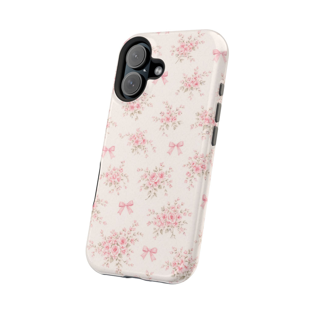 Pink Floral Bow Pattern Cases | Magnetic Impact-Resistant iPhone Case