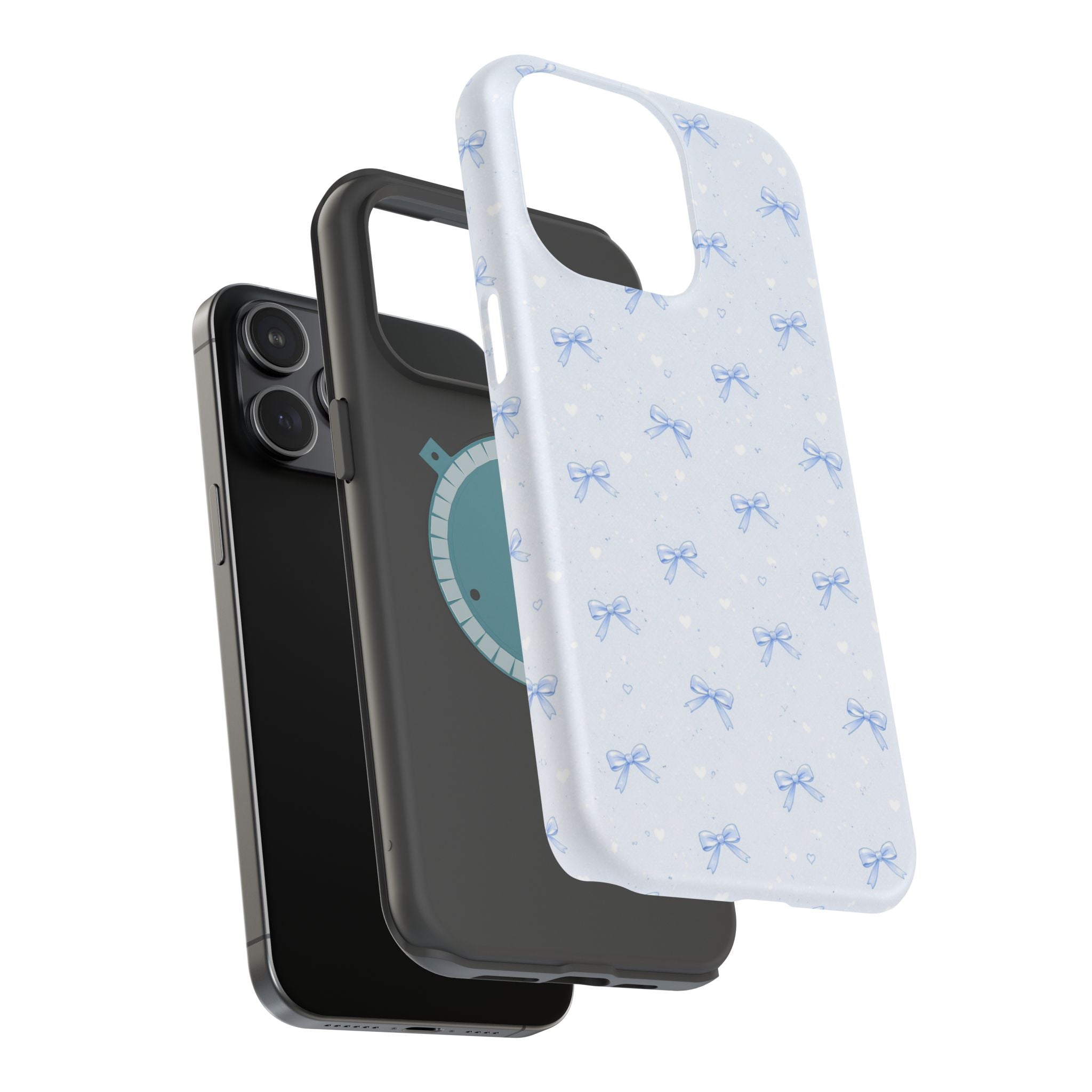 Blue Bow Pattern iPhone Case | Magnetic Impact-Resistant Case