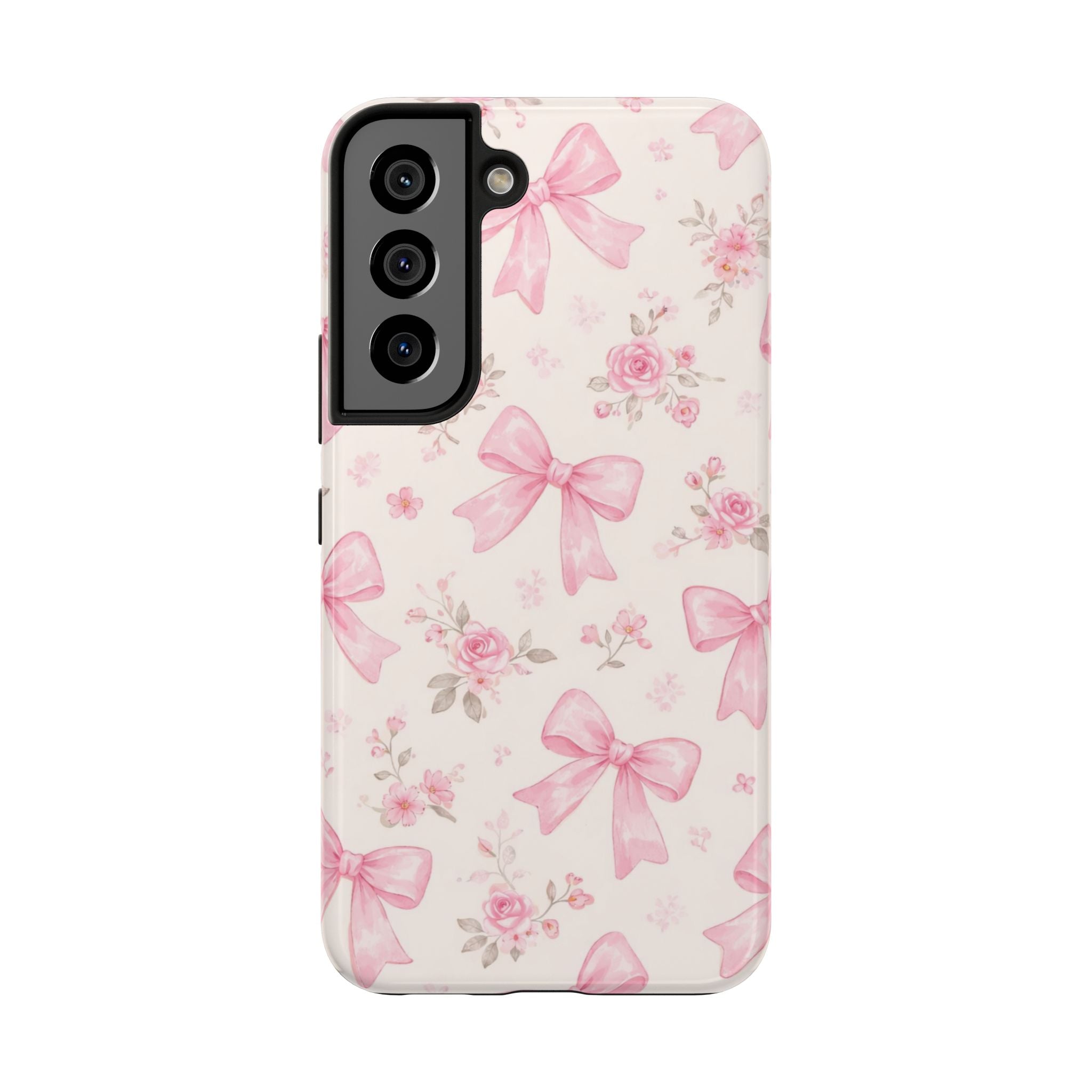 Pink Watercolor Bows Tough Phone Case, Floral Ribbon Pattern