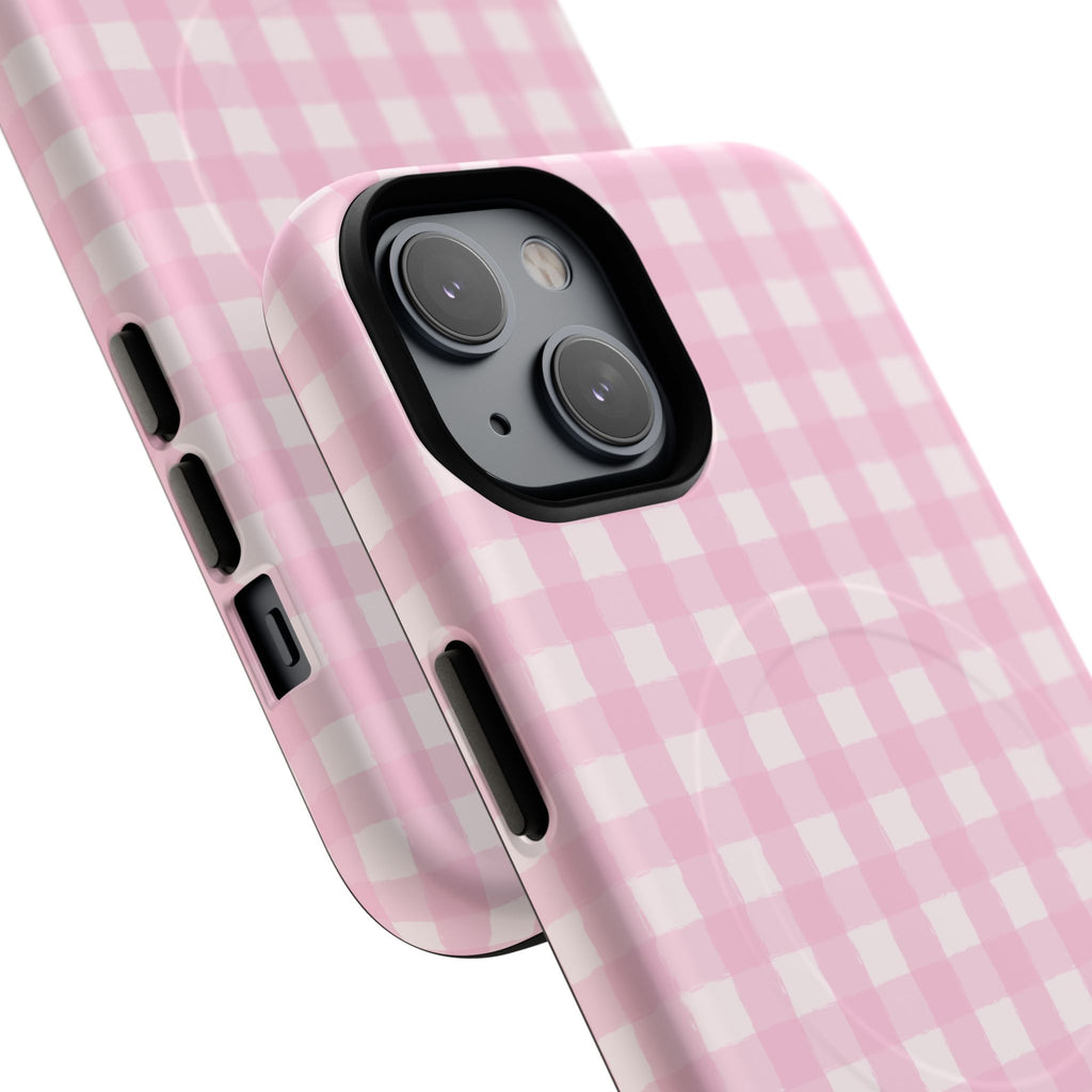 Pink Gingham iPhone Case – MagSafe Compatible