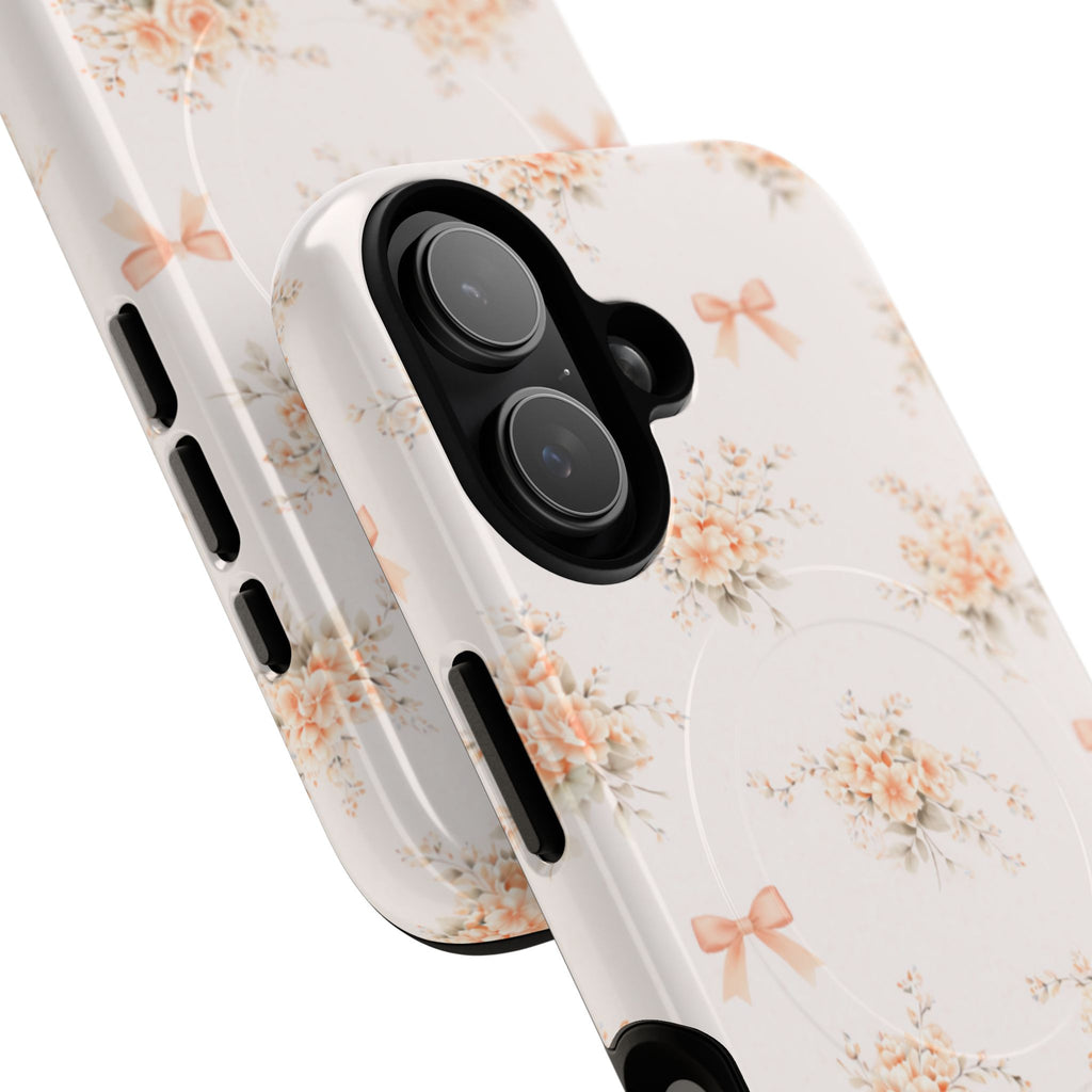 Peach Rose Bow iPhone Case – MagSafe Compatible