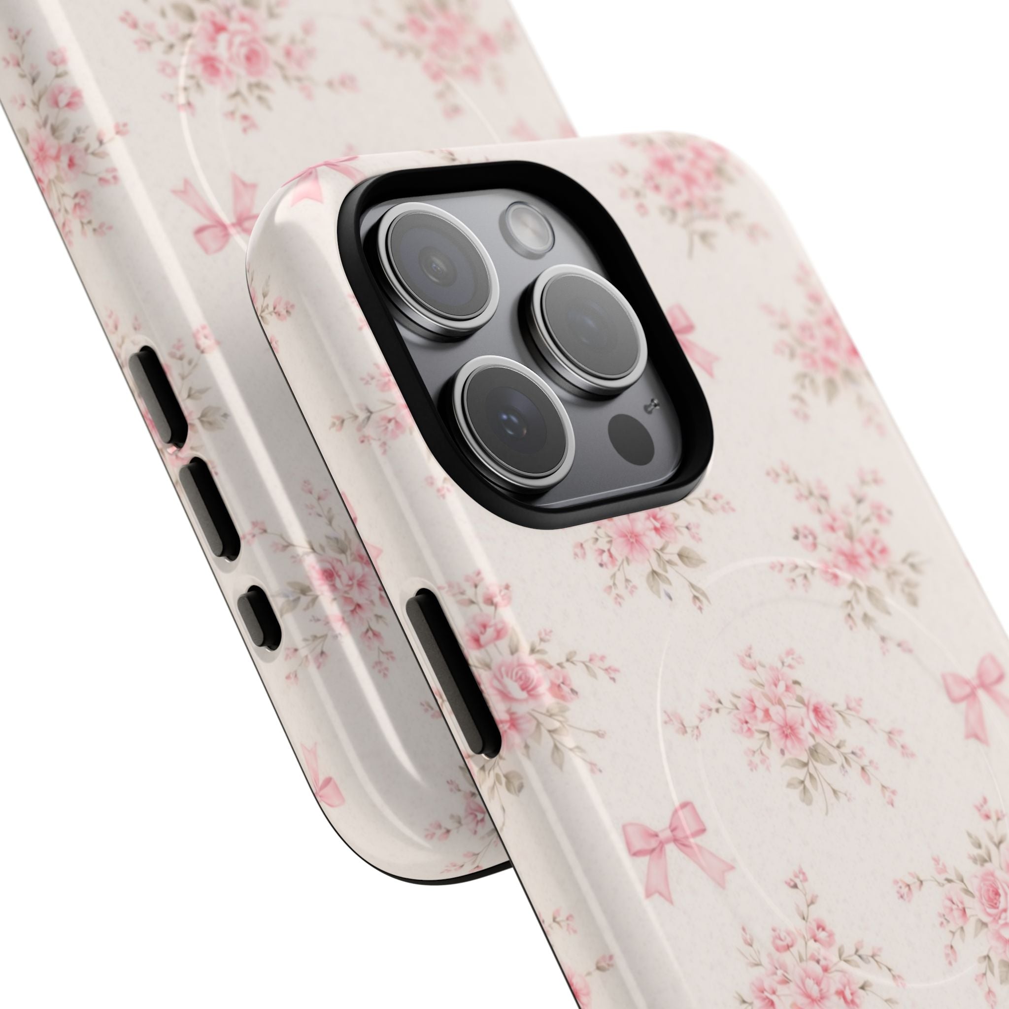 Floral Pink Bow iPhone Case – MagSafe Compatible