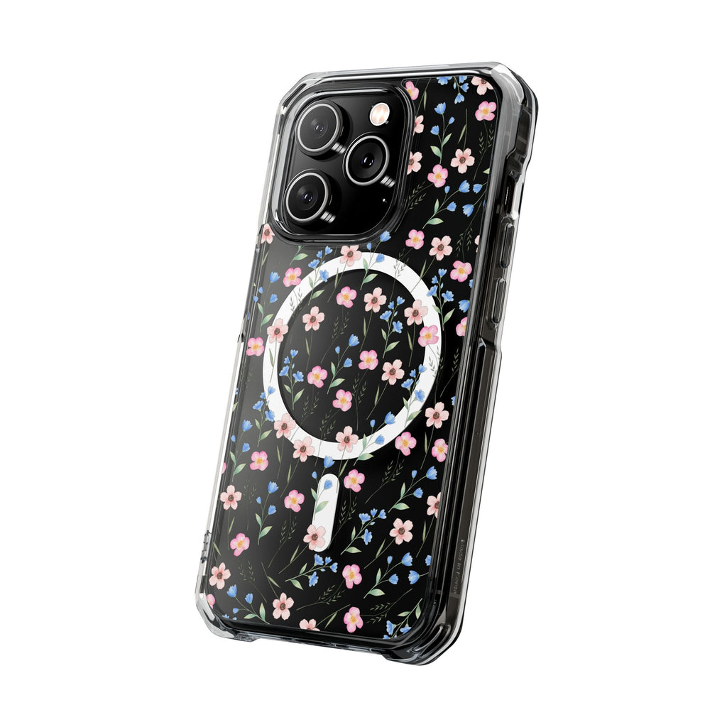MagSafe Clear Phone Case — Pink Floral Pattern