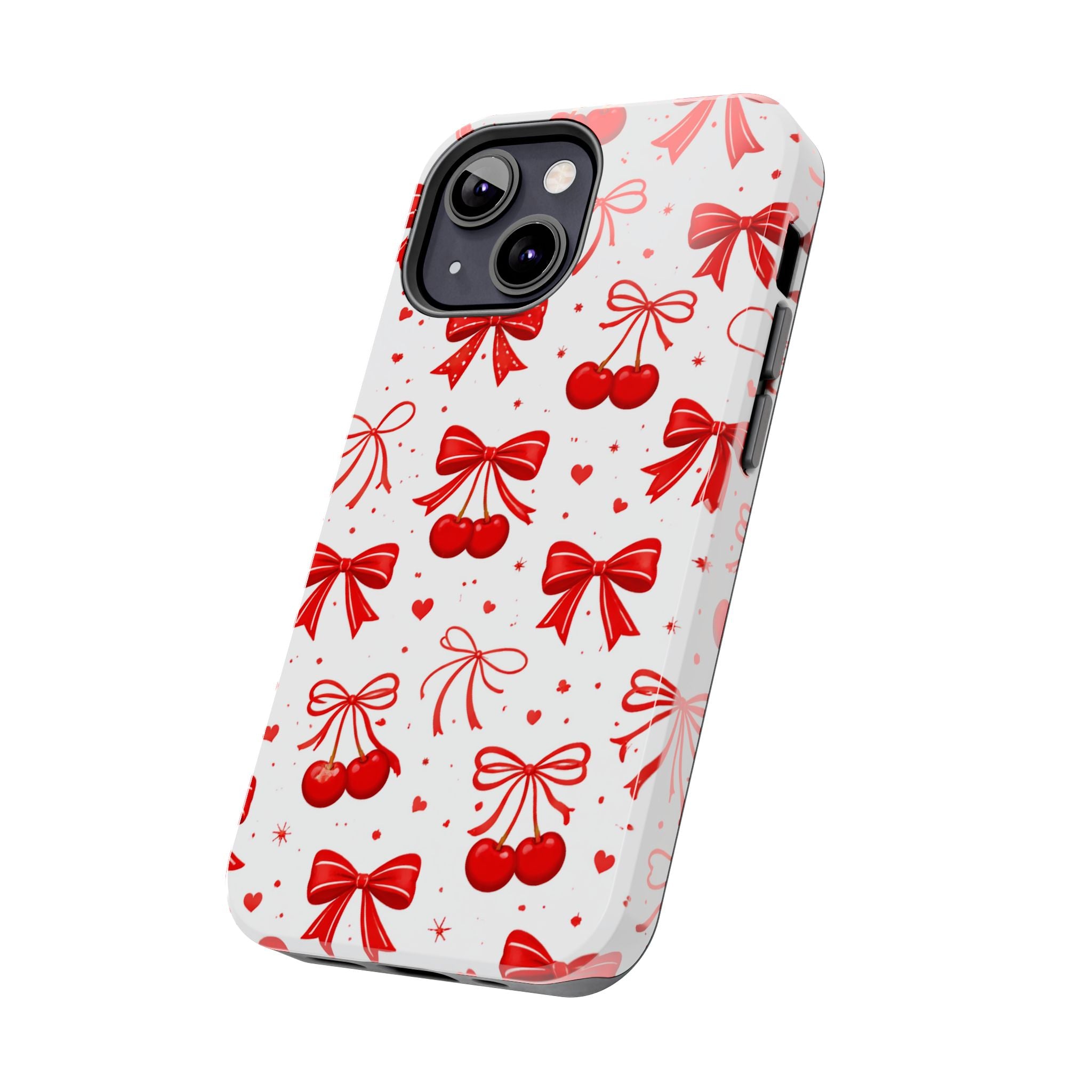 Red Cherry Bows Tough Phone Case, Cherry Pattern Phone Case