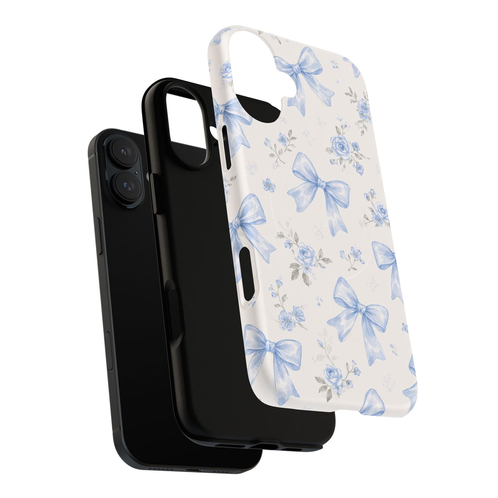 Floral Blue Bow iPhone Case – MagSafe Compatible