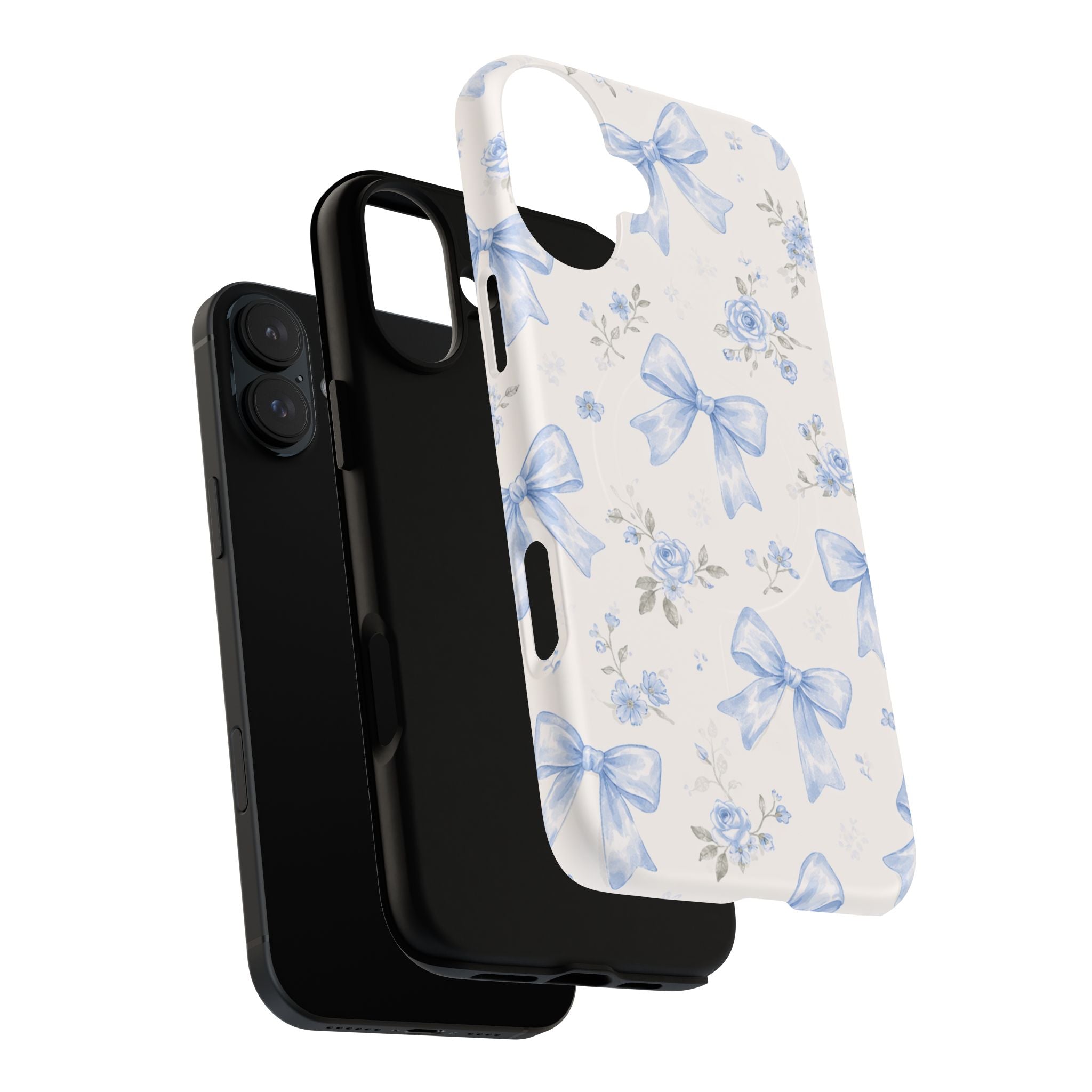Floral Blue Bow iPhone Case – MagSafe Compatible