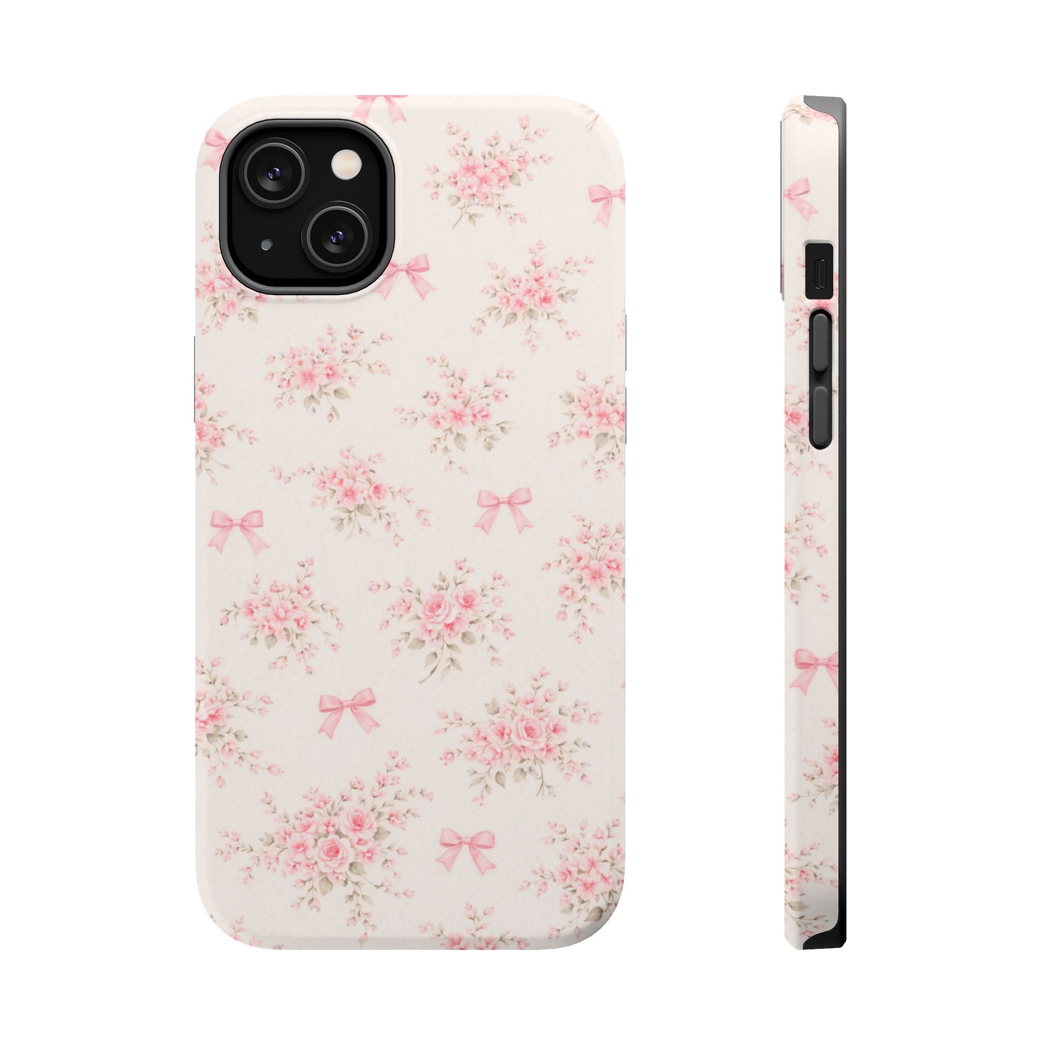 Pink Floral Bow Pattern Cases | Magnetic Impact-Resistant iPhone Case