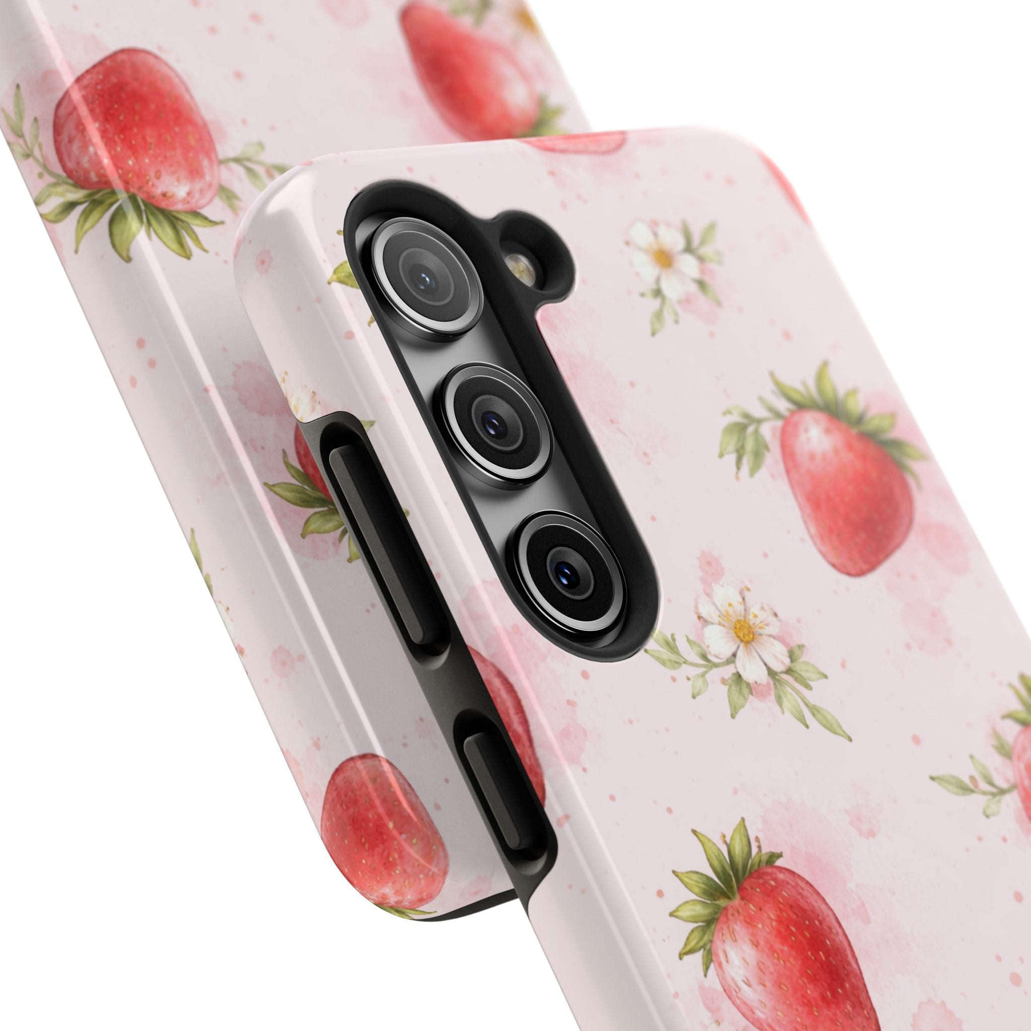 Watercolor Strawberry Tough Phone Case, Sweet Fruit Design