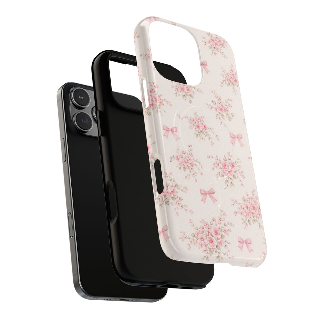 Floral Pink Bow iPhone Case – MagSafe Compatible
