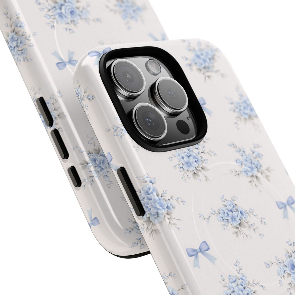Blue Floral Bow iPhone Case – MagSafe Compatible