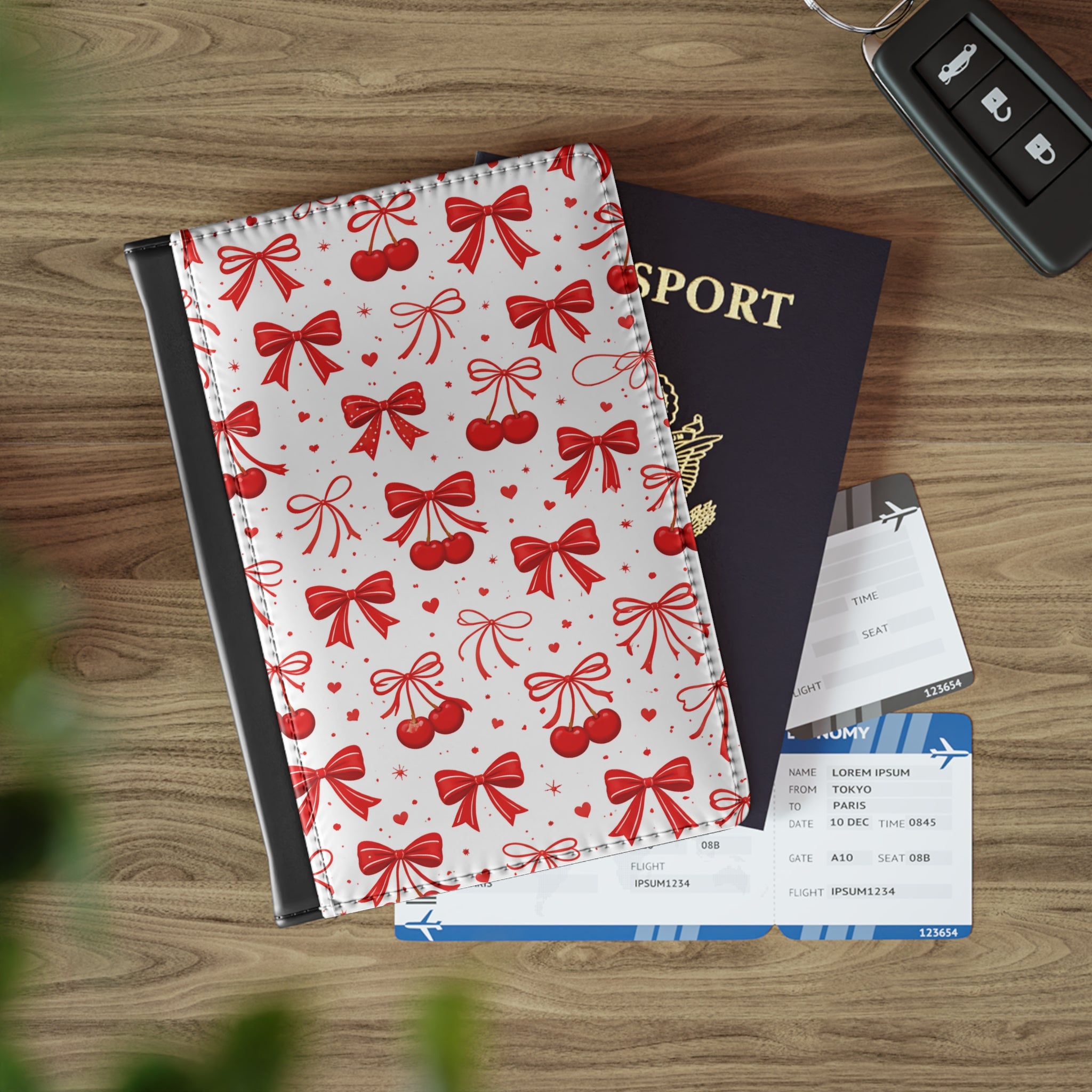 Red Cherry Bow Passport Cover