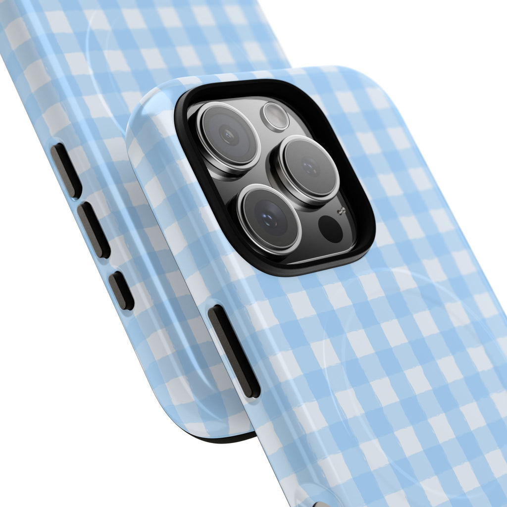 Blue Gingham iPhone Case – MagSafe Compatible