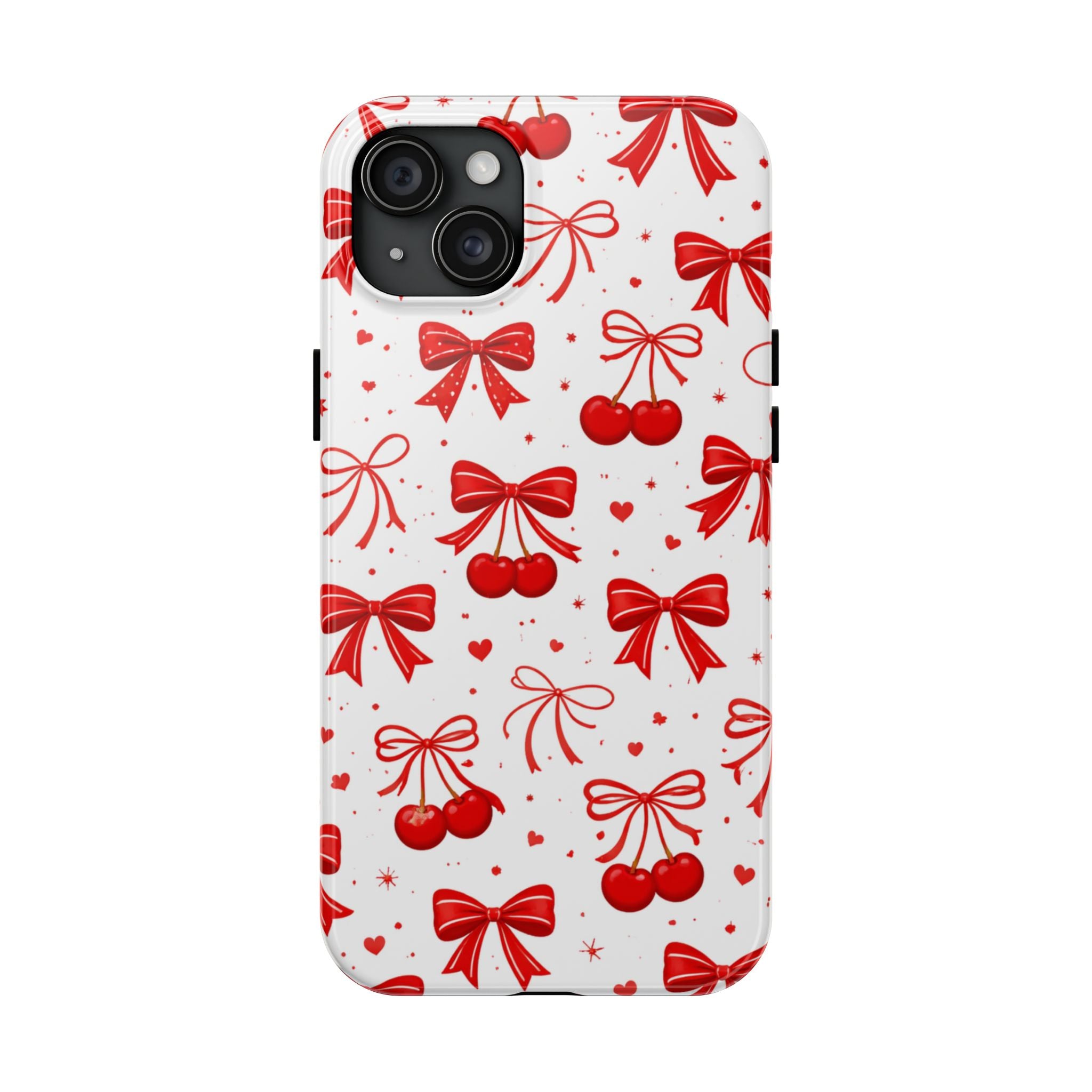 Red Cherry Bows Tough Phone Case, Cherry Pattern Phone Case