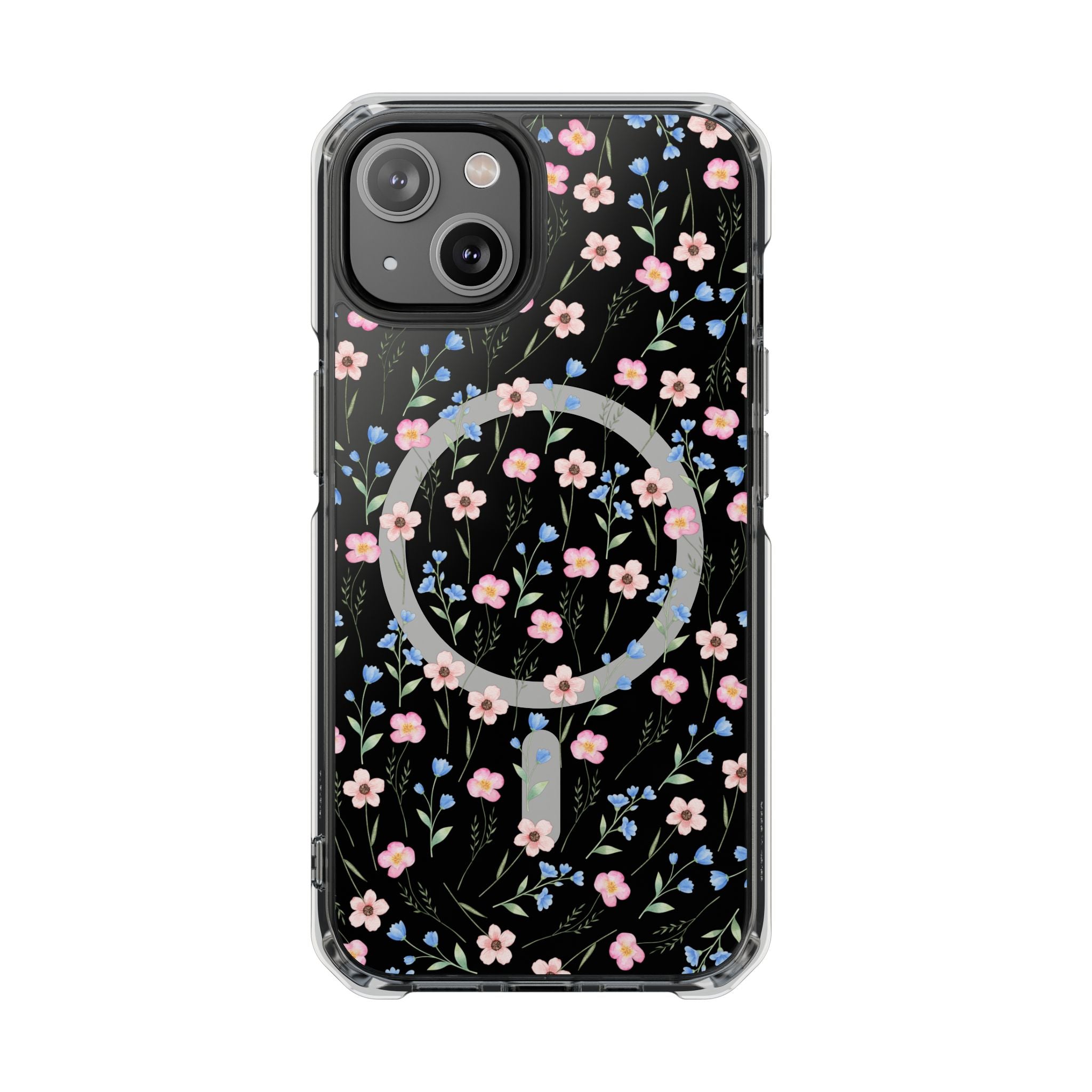 MagSafe Clear Phone Case — Pink Floral Pattern