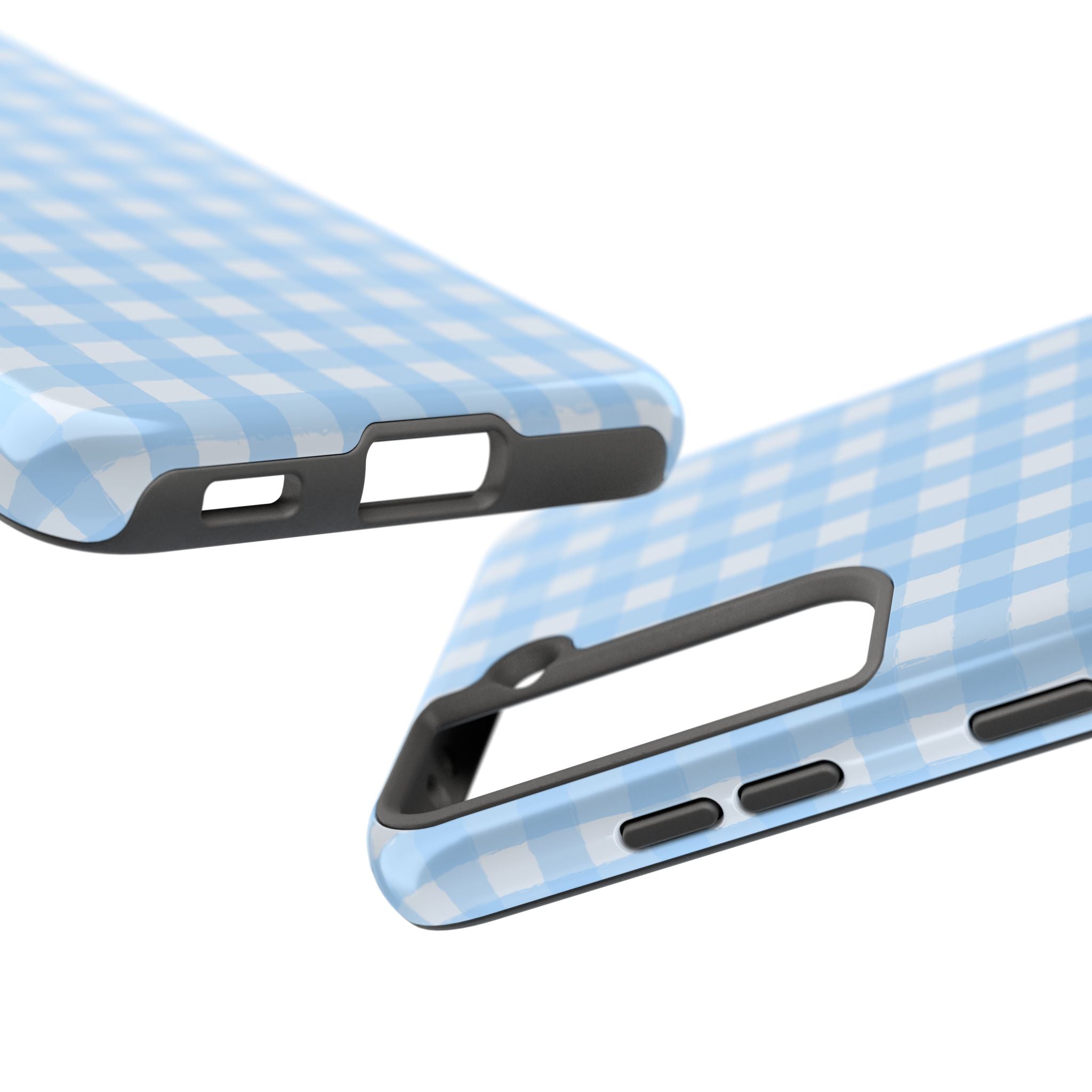Blue Gingham Tough Samsung Case – Pastel Check Protective Phone Cover