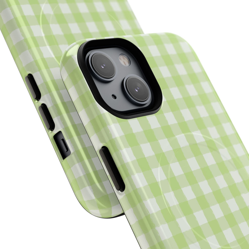 Green Gingham iPhone Case – MagSafe Compatible