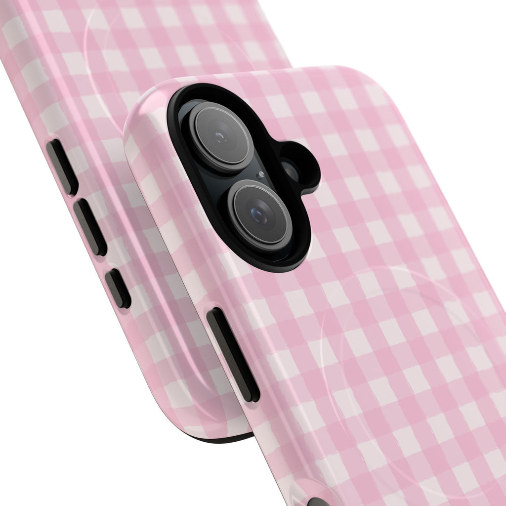 Pink Gingham iPhone Case – MagSafe Compatible
