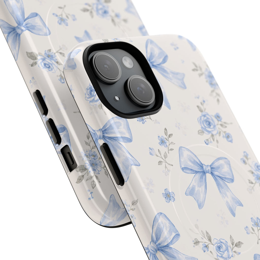 Floral Blue Bow iPhone Case – MagSafe Compatible