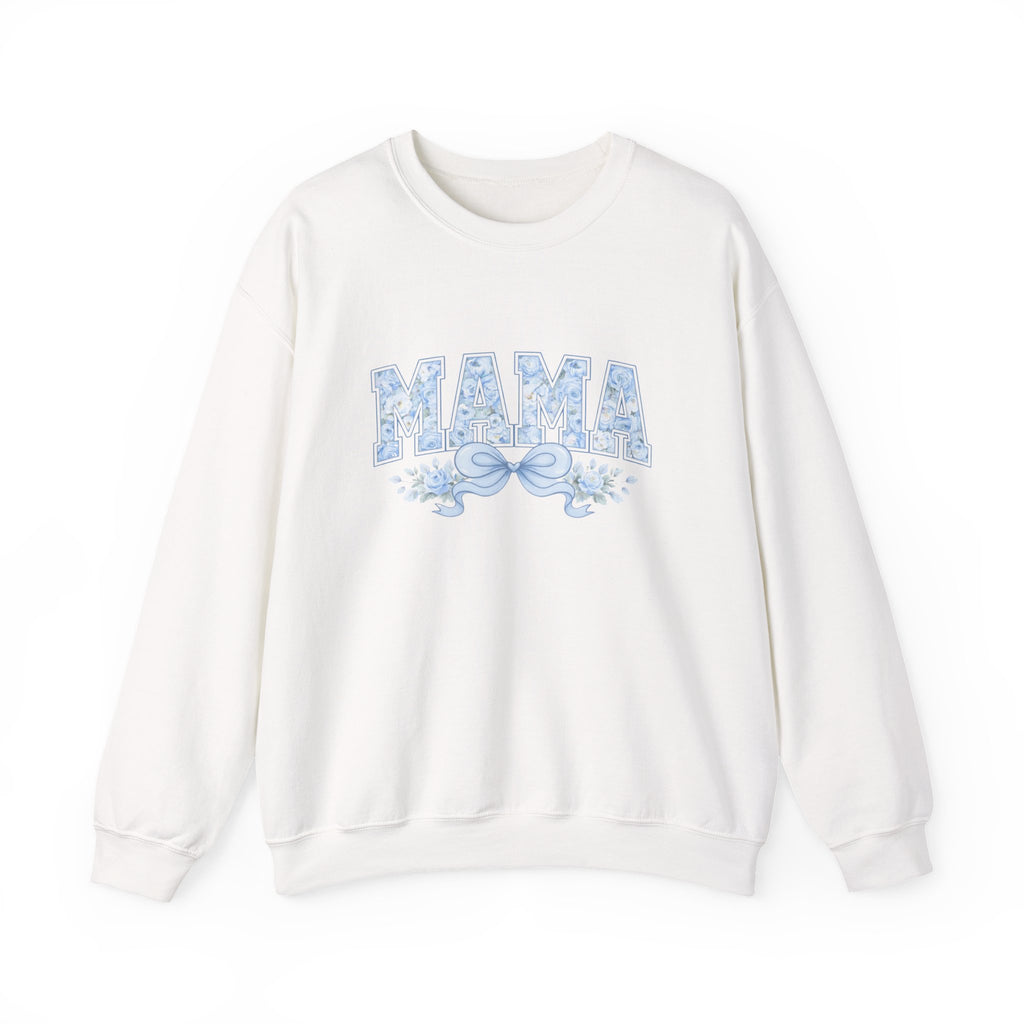 Mama Floral Crewneck Sweatshirt – Blue Decorative Mama Pullover