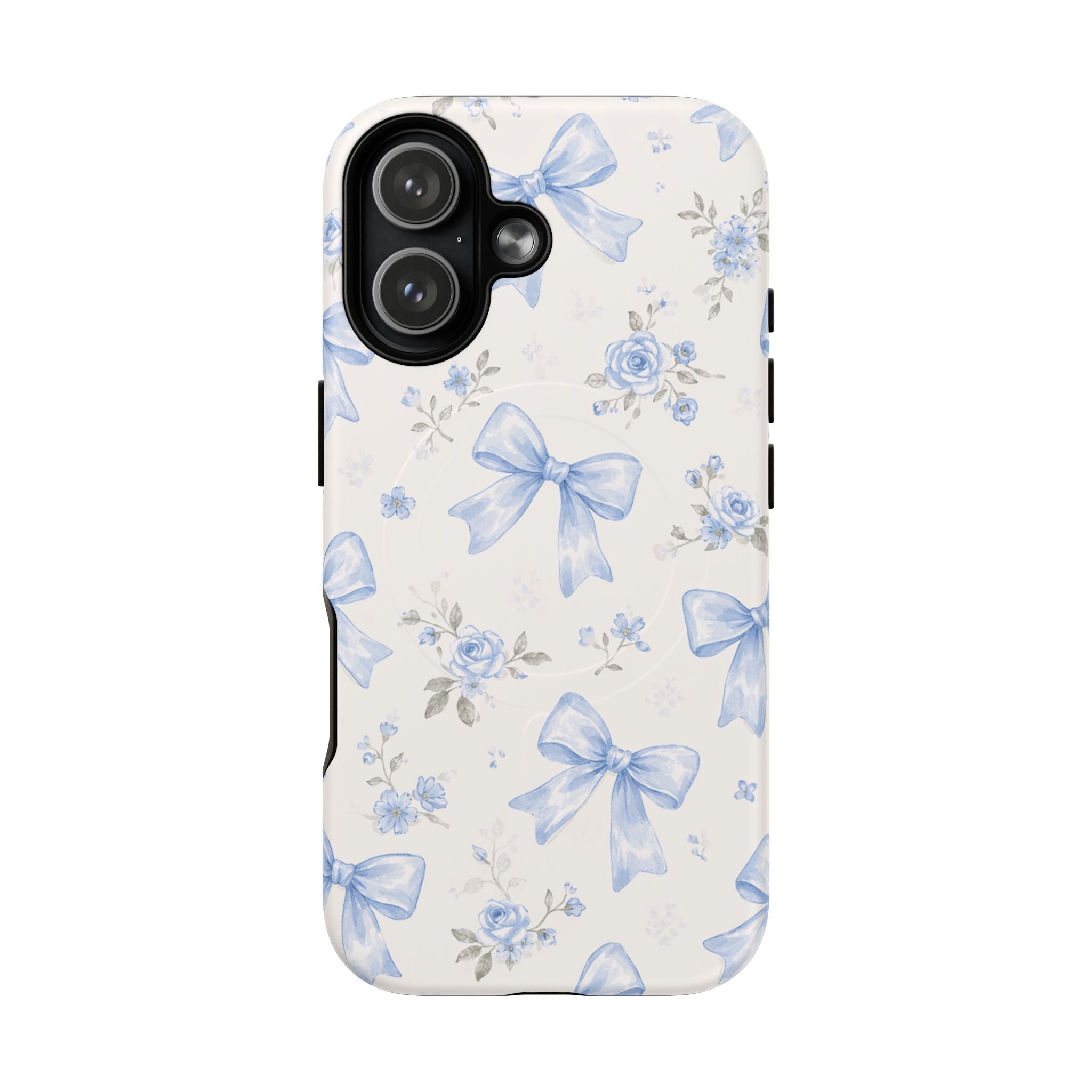 Floral Blue Bow iPhone Case – MagSafe Compatible