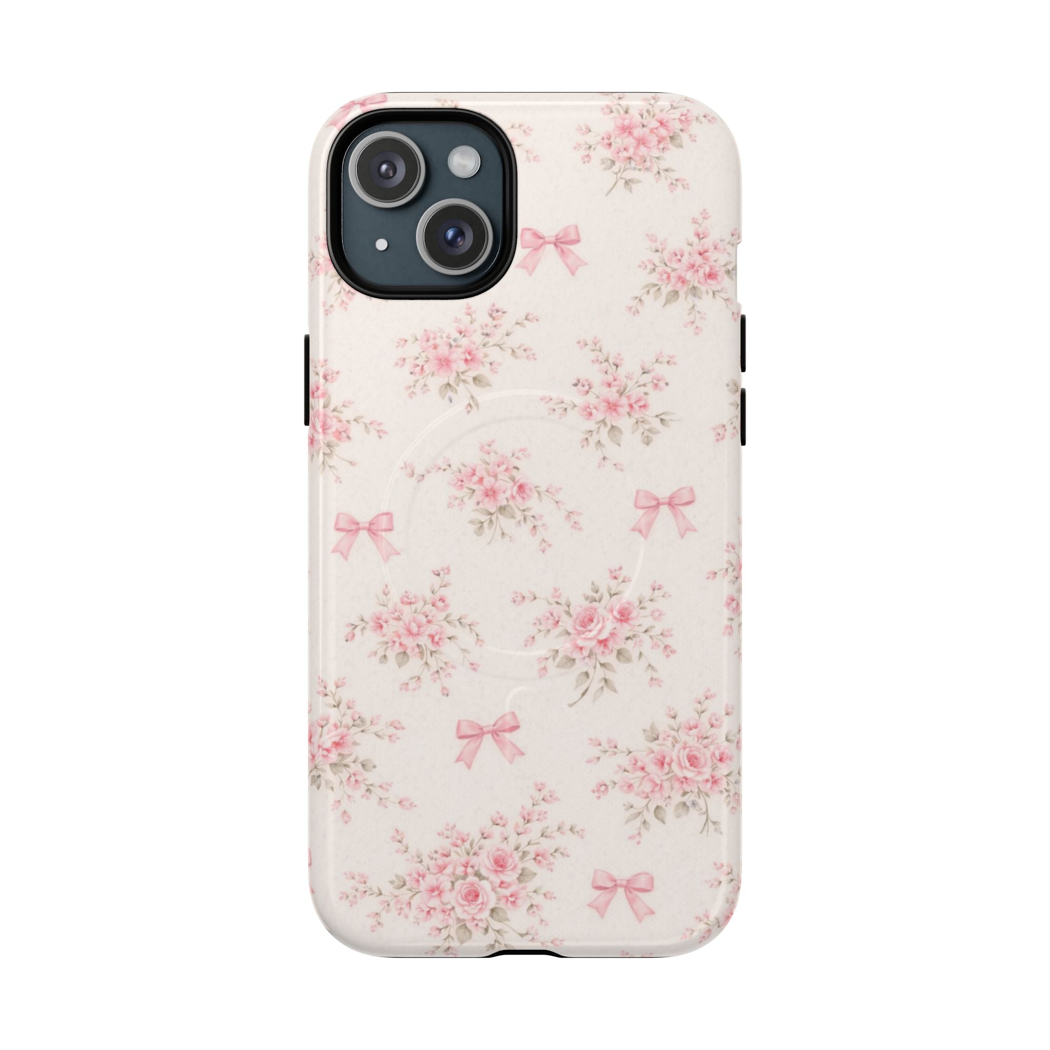 Floral Pink Bow iPhone Case – MagSafe Compatible