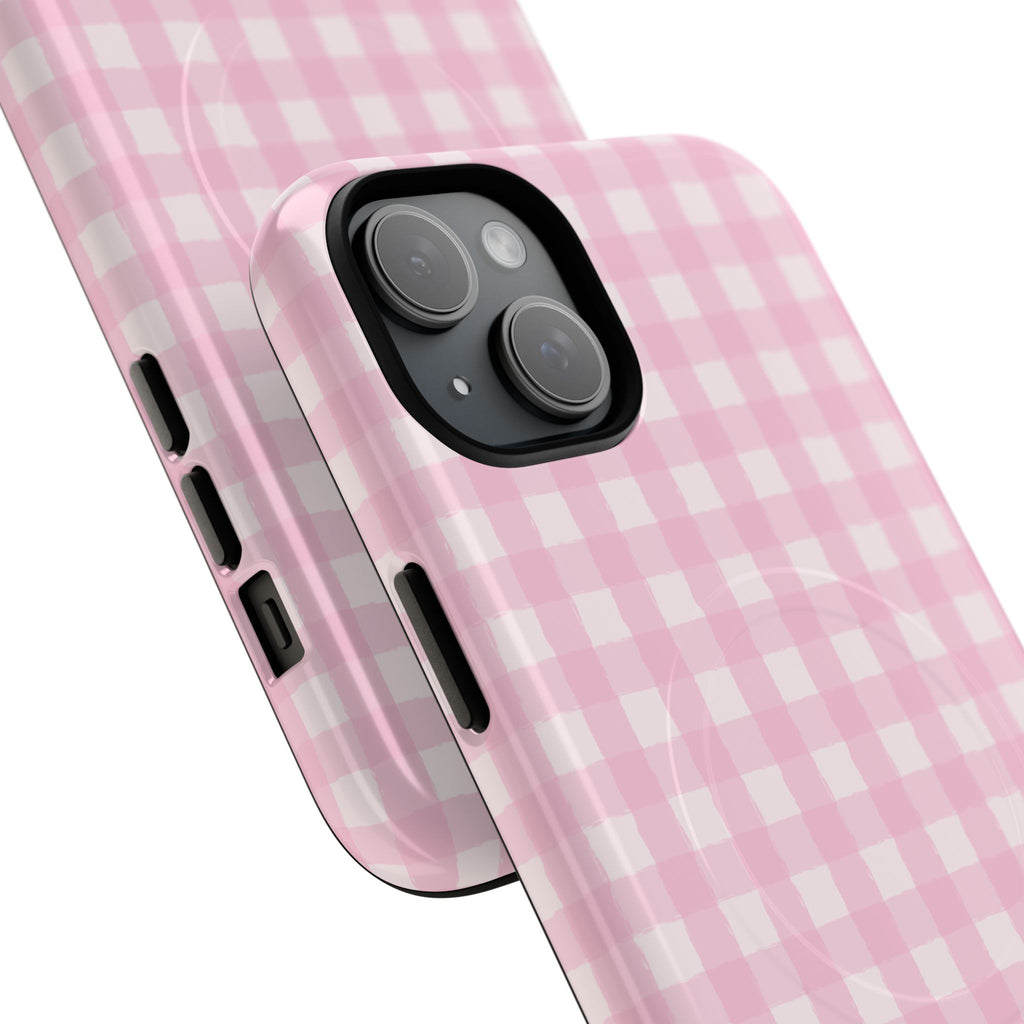 Pink Gingham iPhone Case – MagSafe Compatible