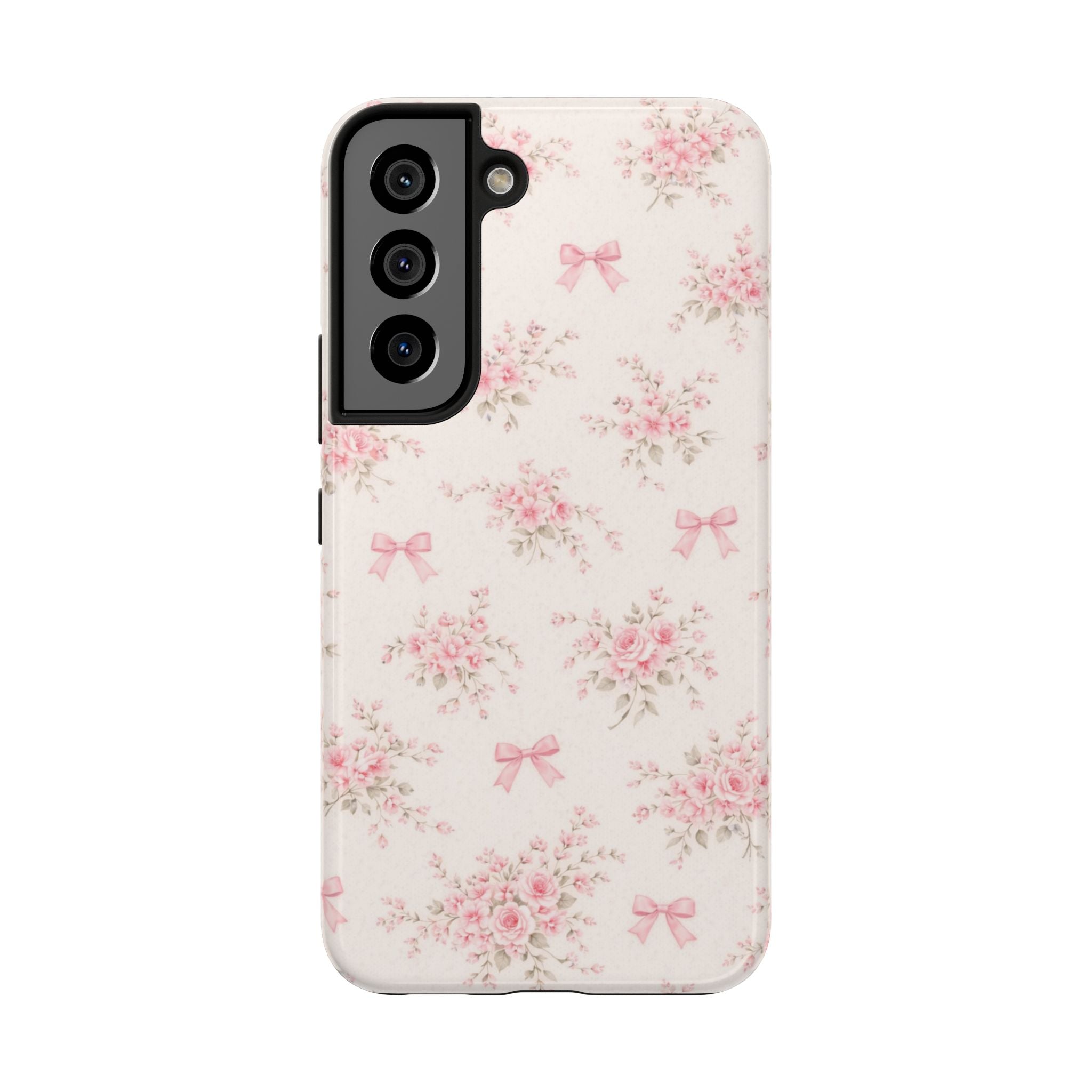 Pink Floral Bouquet Samsung Galaxy Tough Phone Case, Vintage Roses and Bows