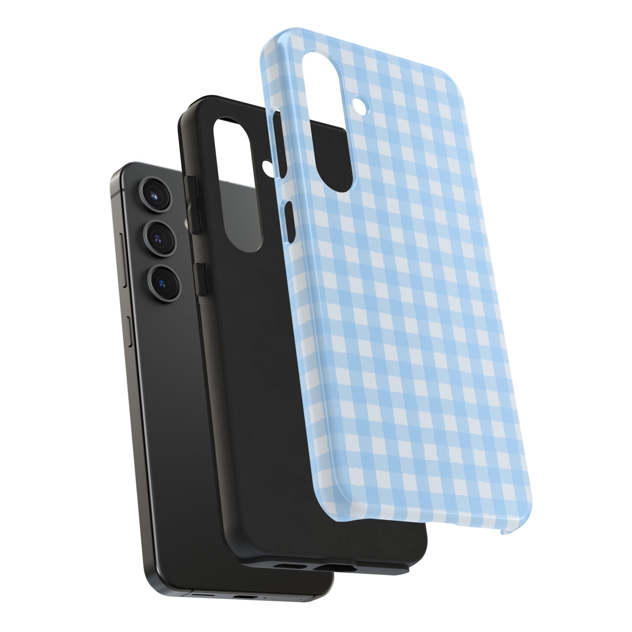 Blue Gingham Tough Samsung Case – Pastel Check Protective Phone Cover