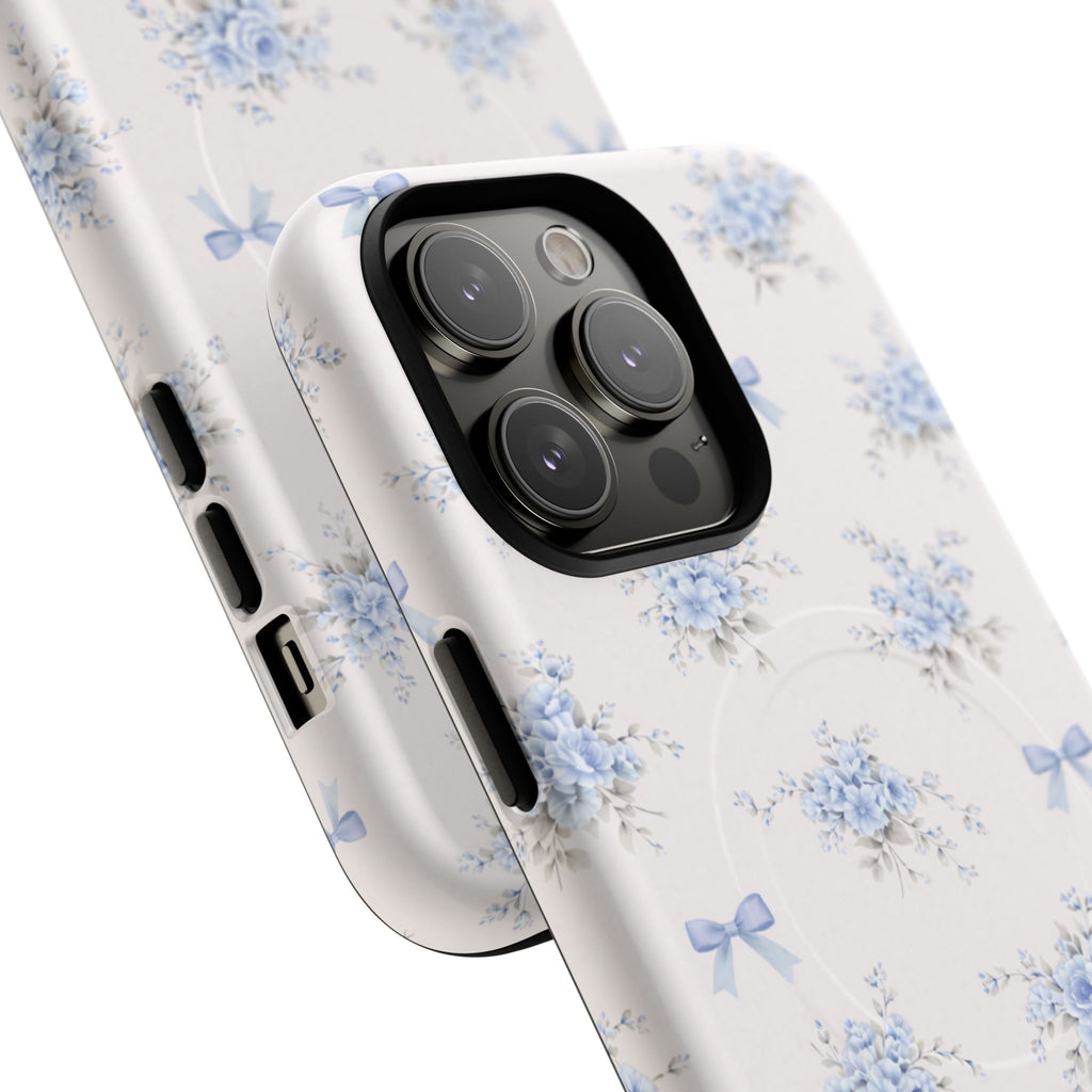 Blue Floral Bow iPhone Case – MagSafe Compatible