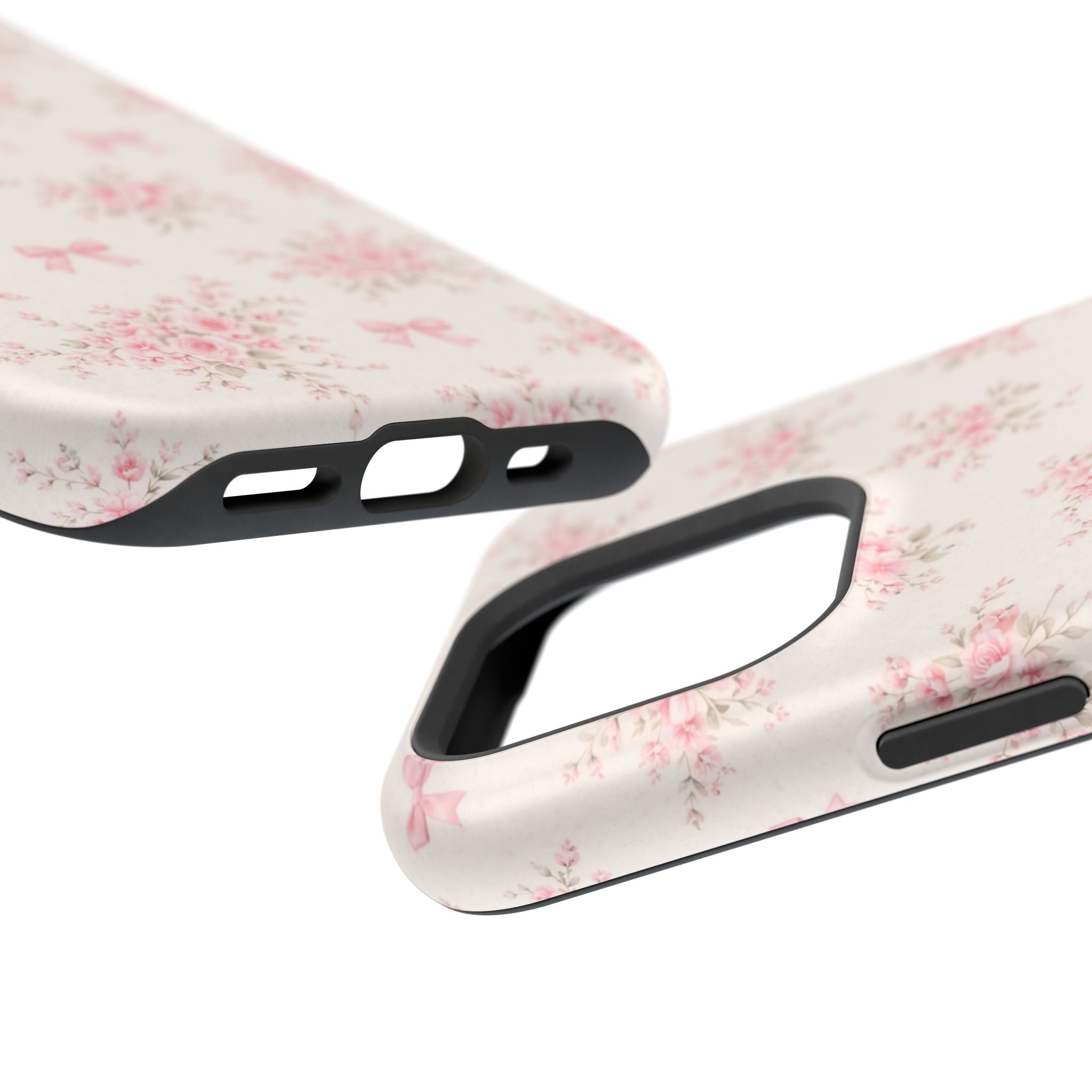 Pink Floral Bow Pattern Cases | Magnetic Impact-Resistant iPhone Case