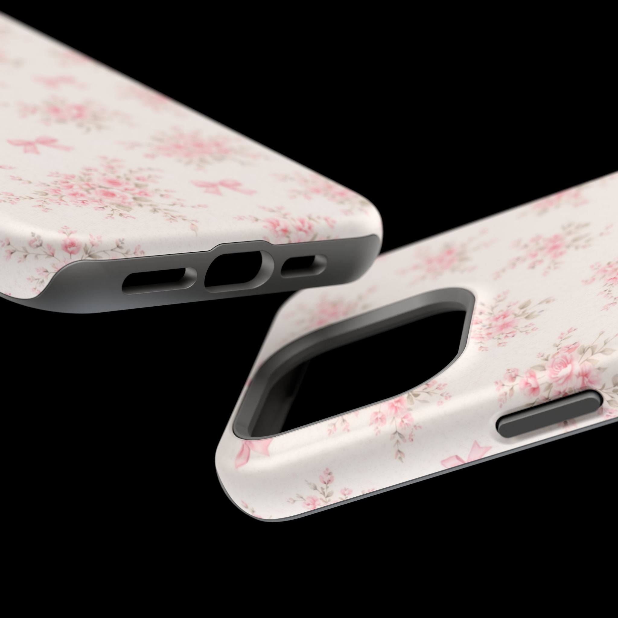 Pink Floral Bow Pattern Cases | Magnetic Impact-Resistant iPhone Case