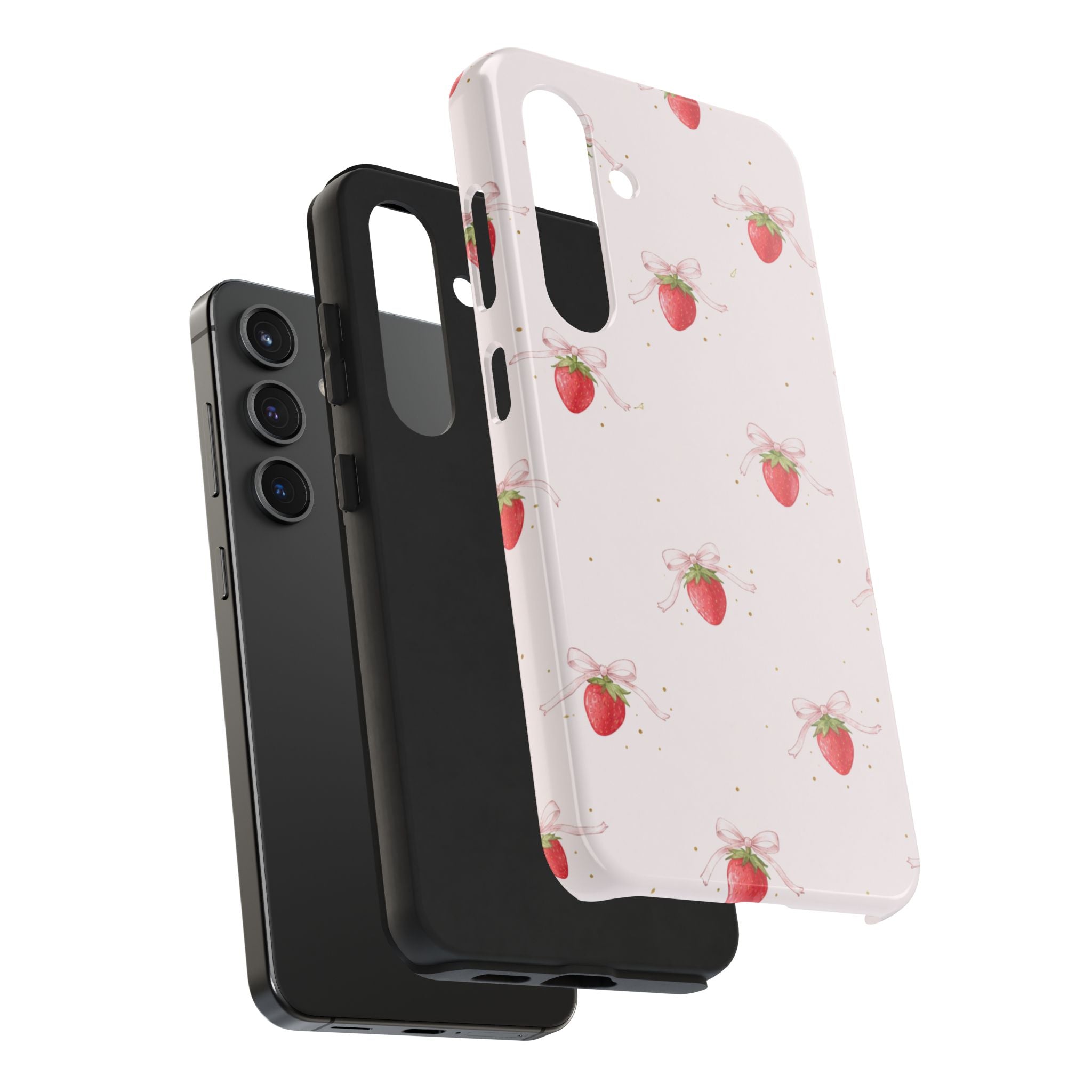 Red Strawberry Pattern Tough Phone Case, Bold Fruit Print