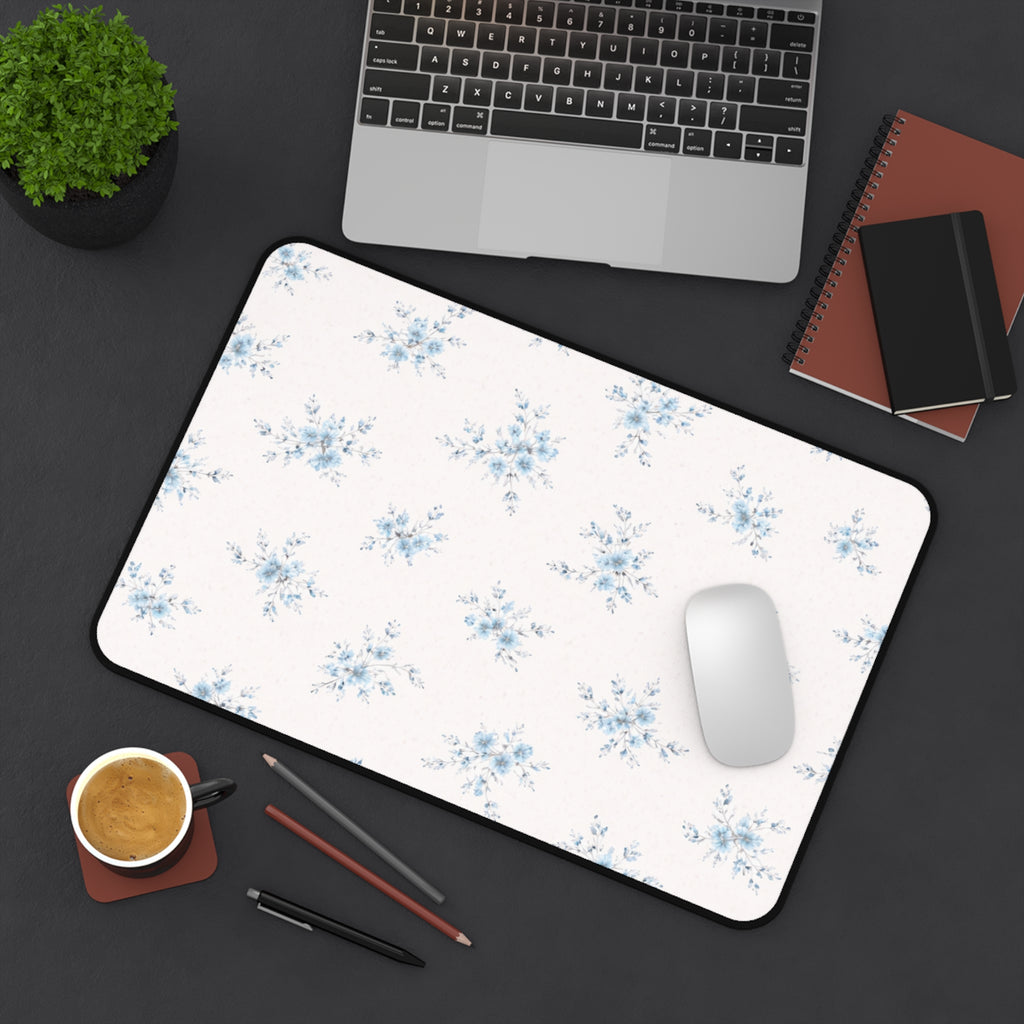 Blue Floral Pattern Desk Mat | Petite Bouquet Mousepad