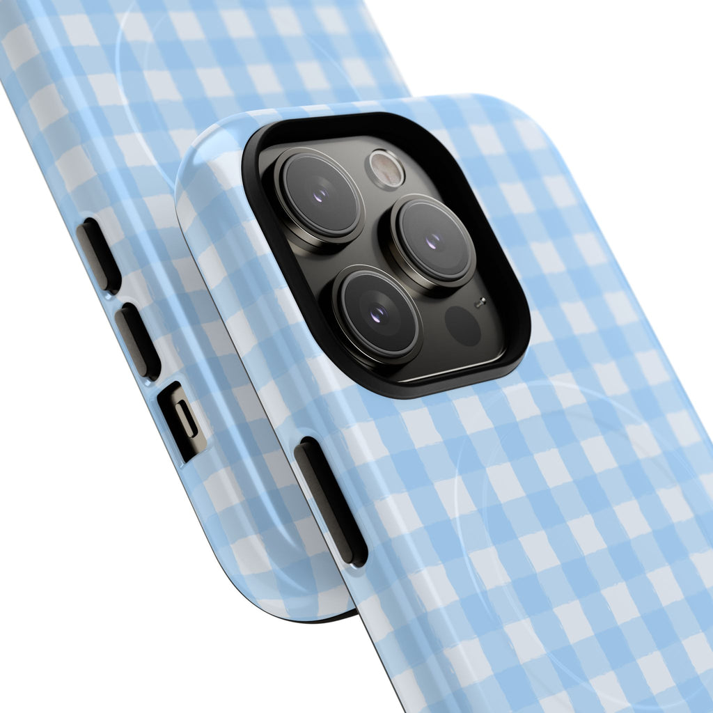 Blue Gingham iPhone Case – MagSafe Compatible