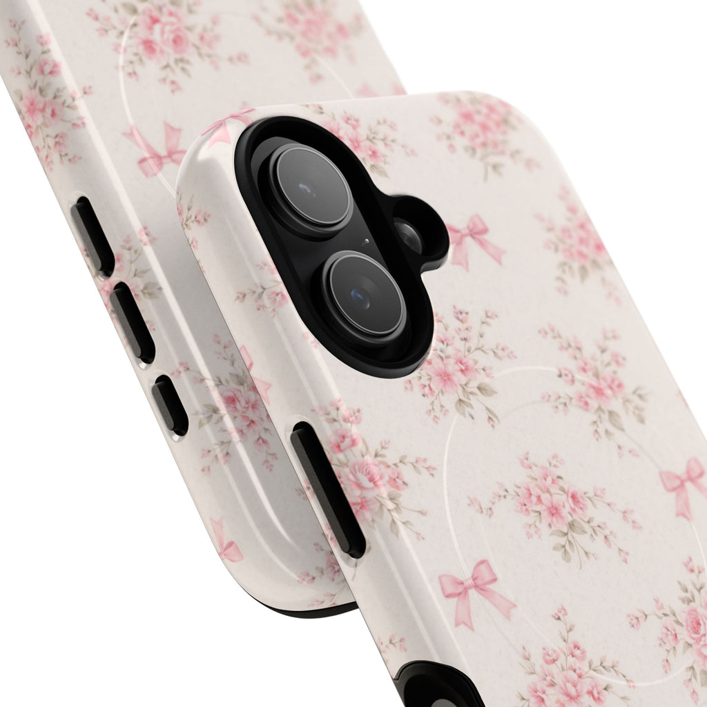 Floral Pink Bow iPhone Case – MagSafe Compatible