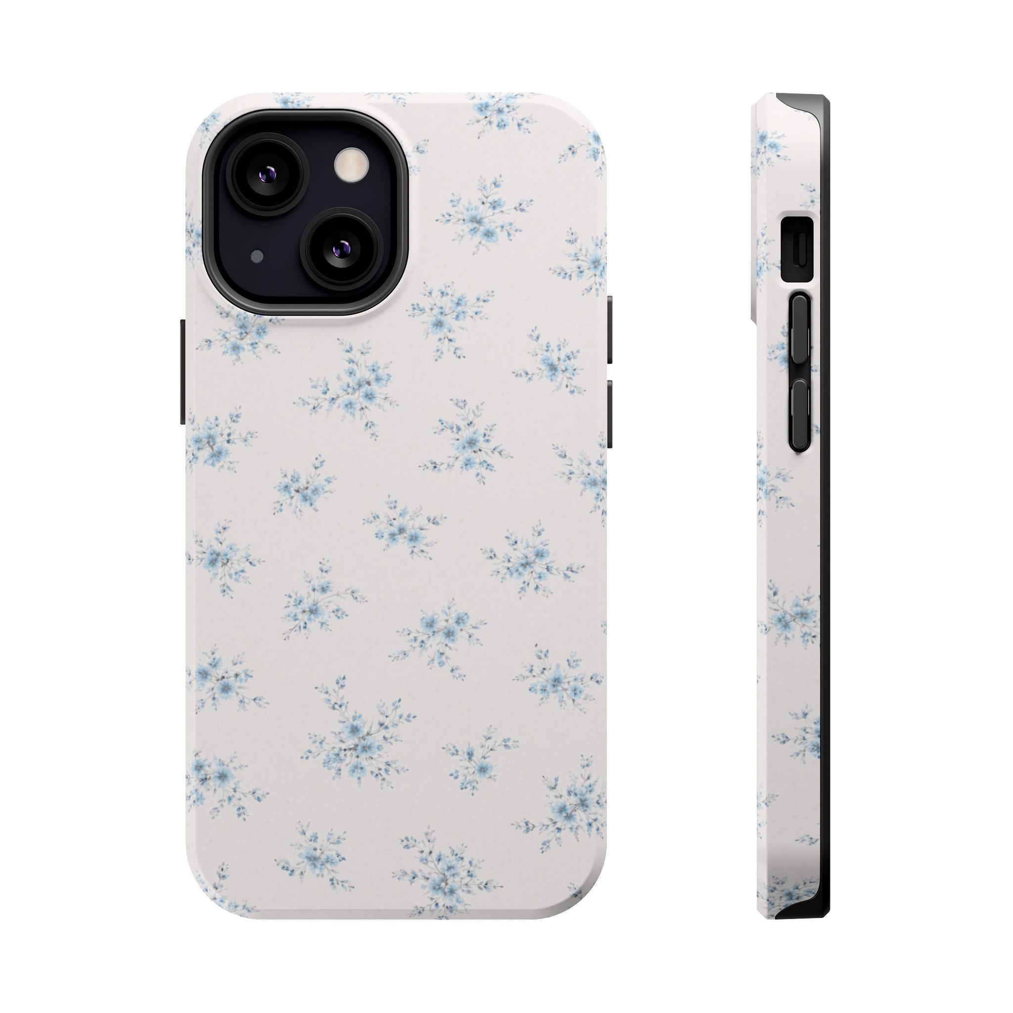 Blue Floral Pattern iPhone Case | Magnetic Impact-Resistant Case