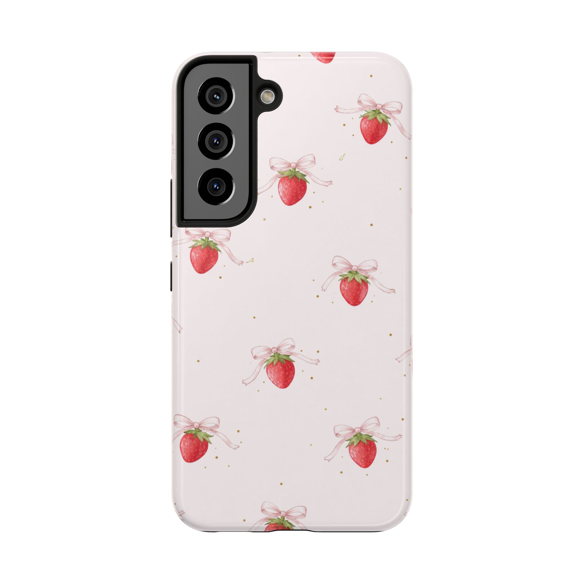 Red Strawberry Pattern Tough Phone Case, Bold Fruit Print