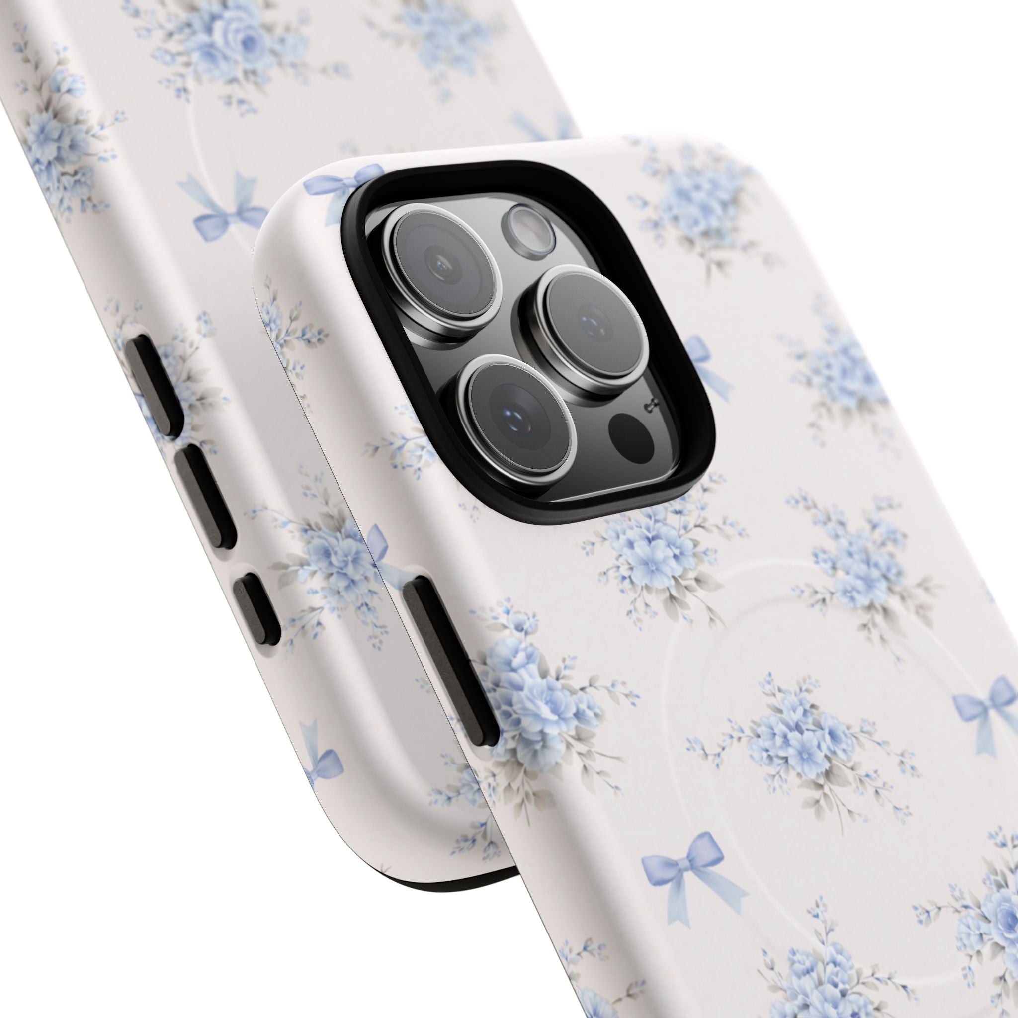 Blue Floral Bow iPhone Case – MagSafe Compatible