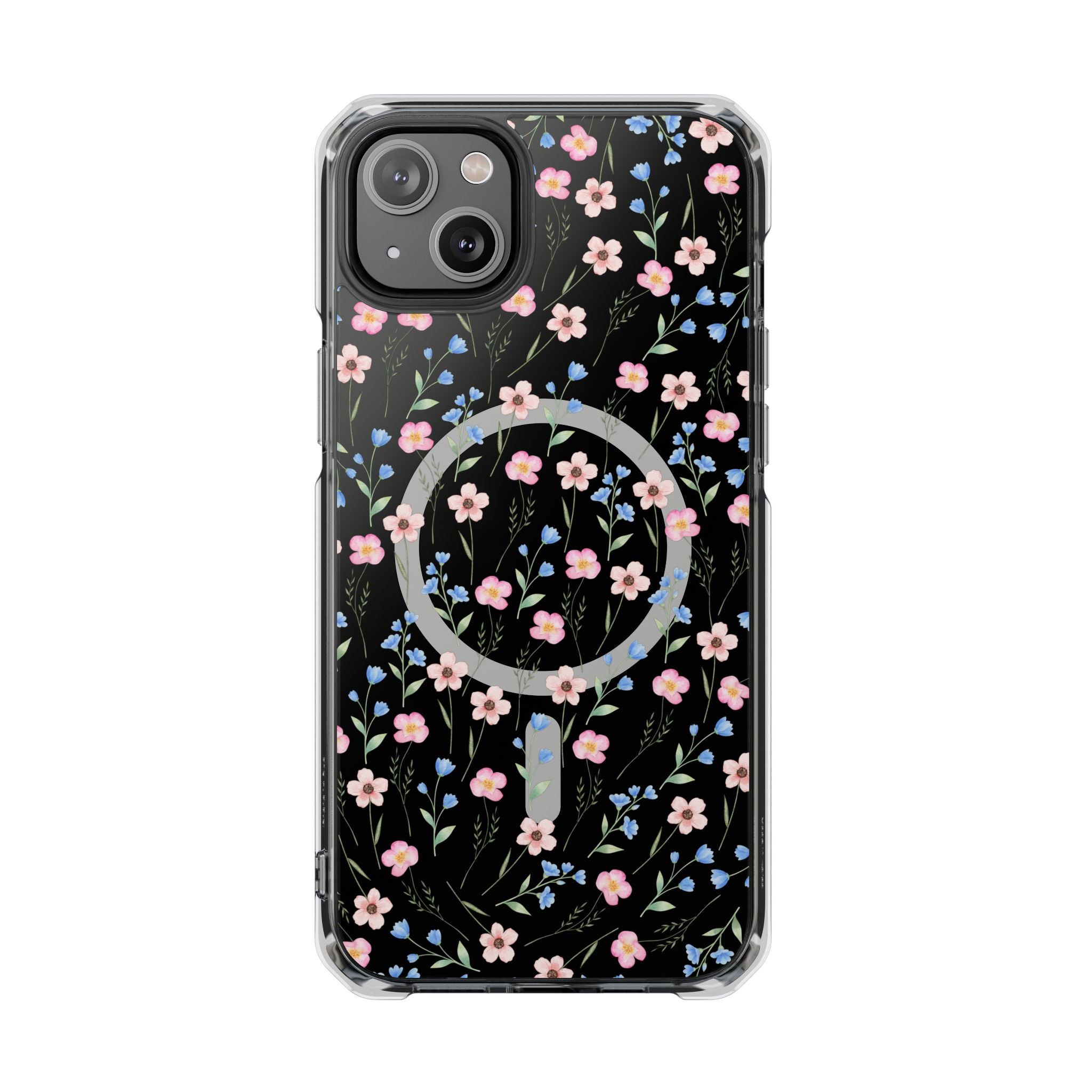 MagSafe Clear Phone Case — Pink Floral Pattern