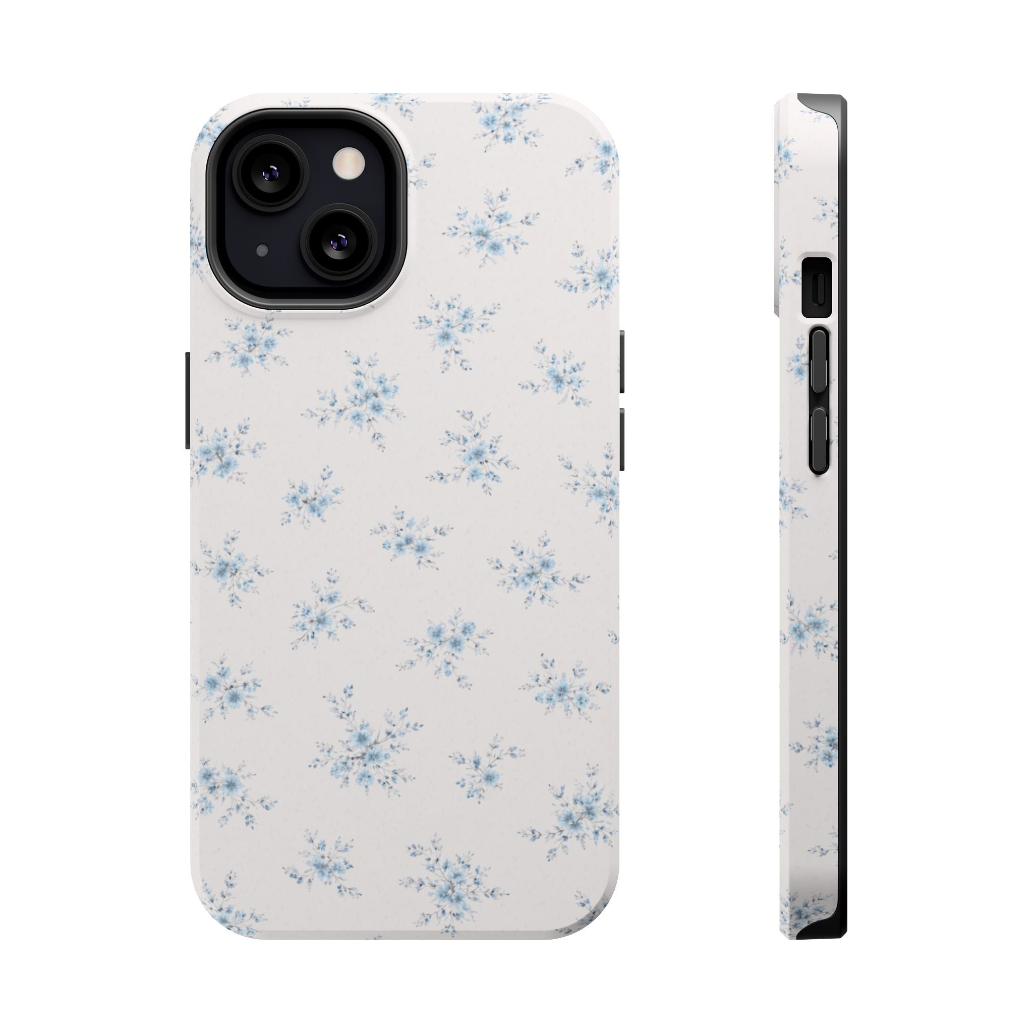 Blue Floral Pattern iPhone Case | Magnetic Impact-Resistant Case