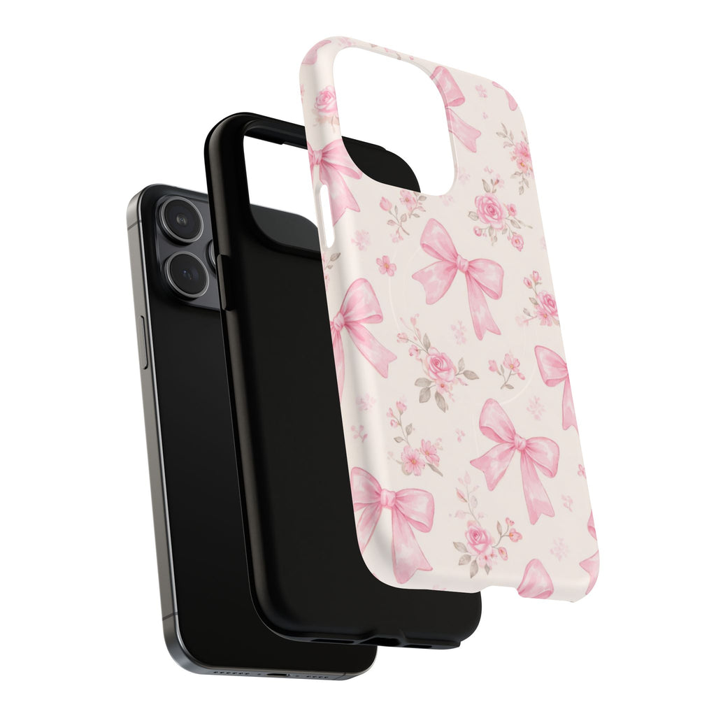 Pink Bow Floral iPhone Case – MagSafe Compatible
