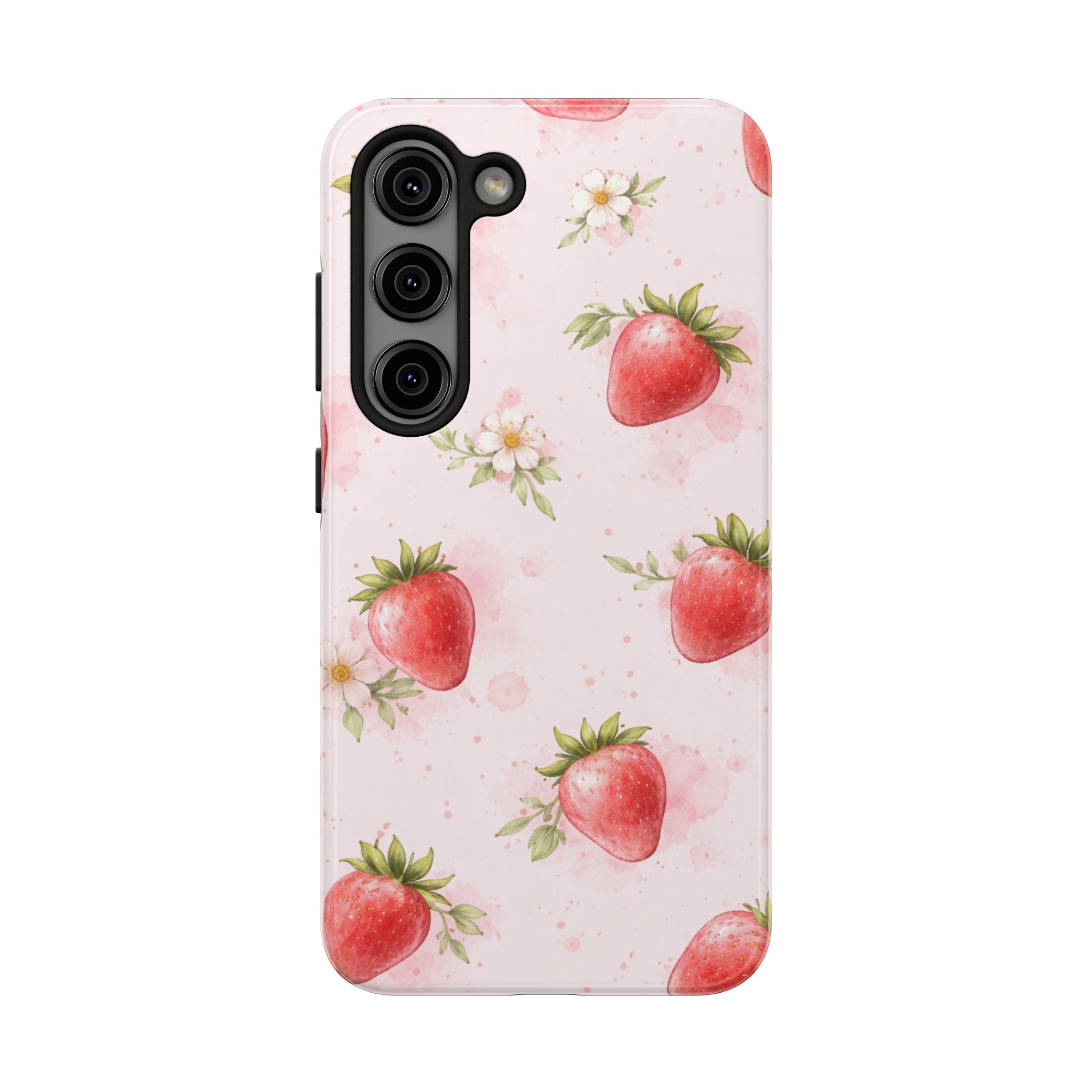 Watercolor Strawberry Tough Phone Case, Sweet Fruit Design