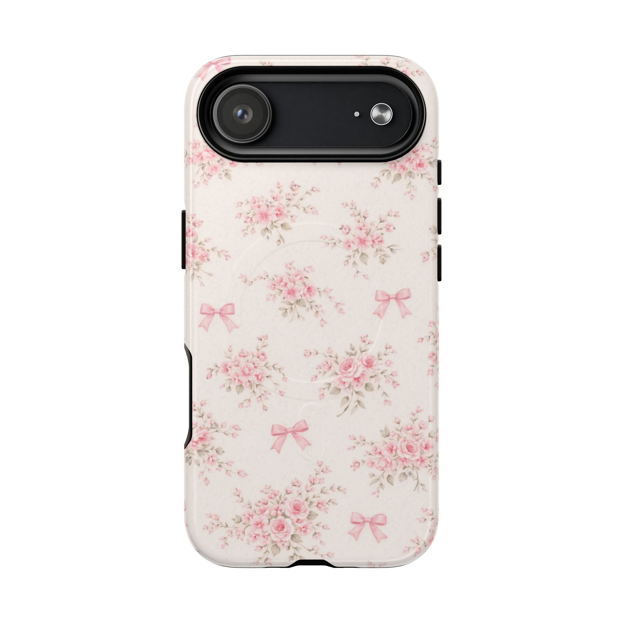 Floral Pink Bow iPhone Case – MagSafe Compatible