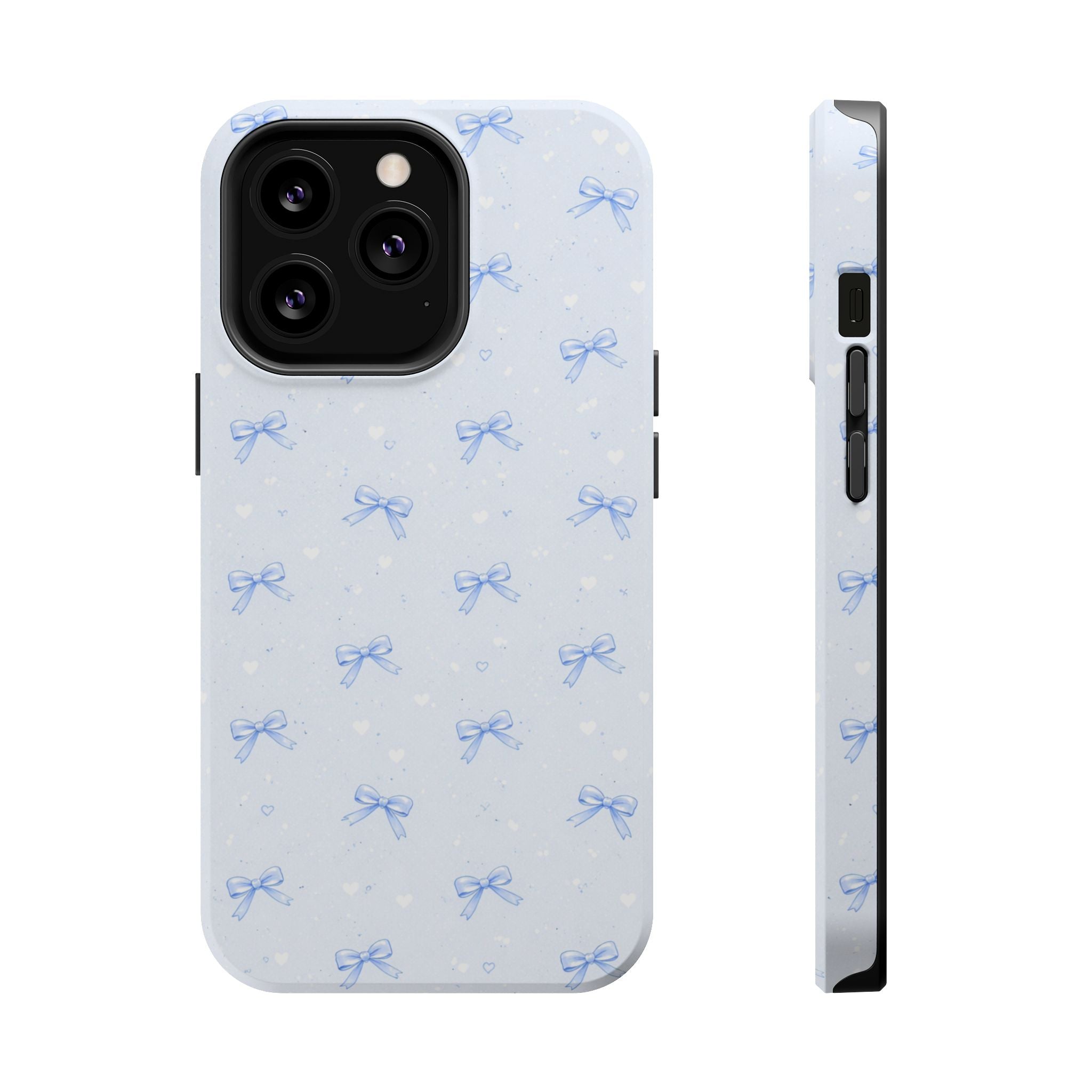 Blue Bow Pattern iPhone Case | Magnetic Impact-Resistant Case