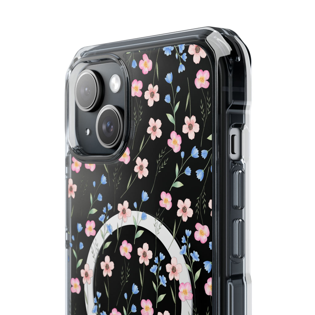 MagSafe Clear Phone Case — Pink Floral Pattern