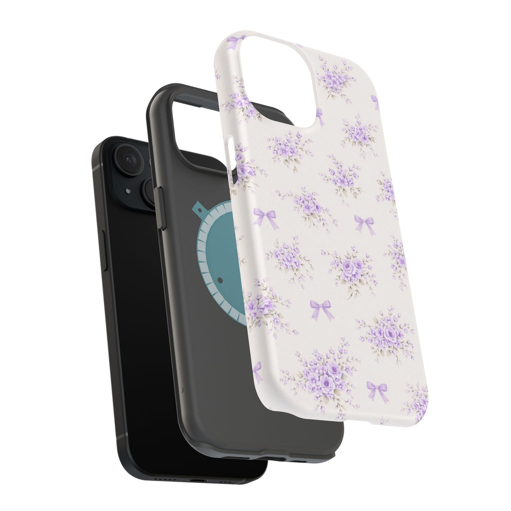 Lavender Bouquet Pattern iPhone Case | Magnetic Impact-Resistant Case